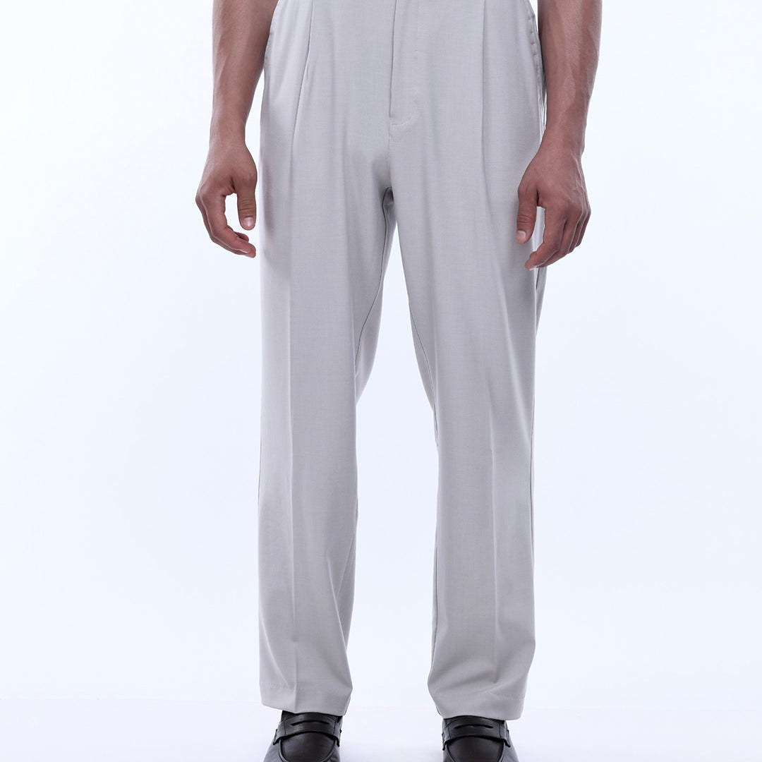 Soft Iron Flexi Relaxed Trouser In Cream