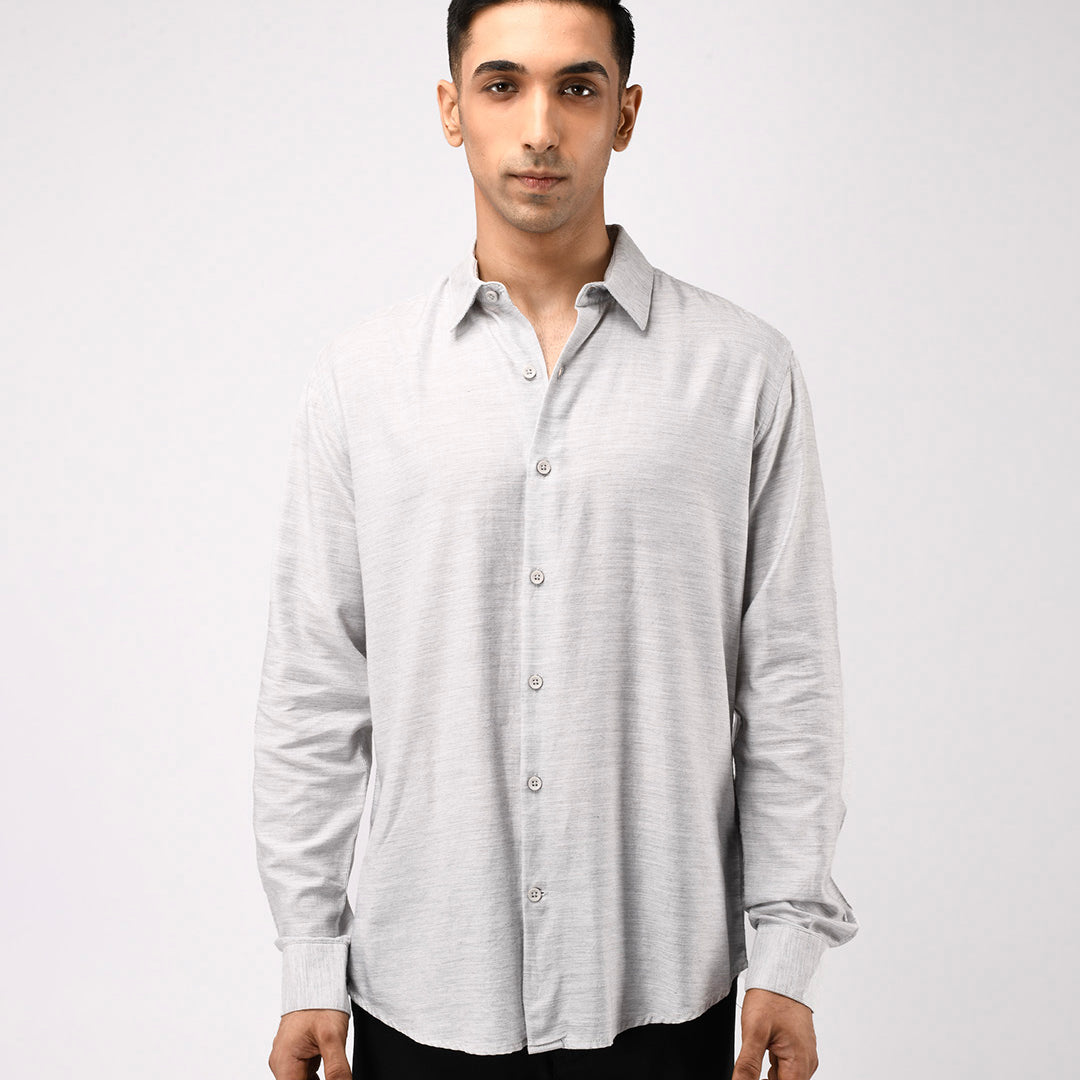 Soft Lyocell Melange Shirt In White