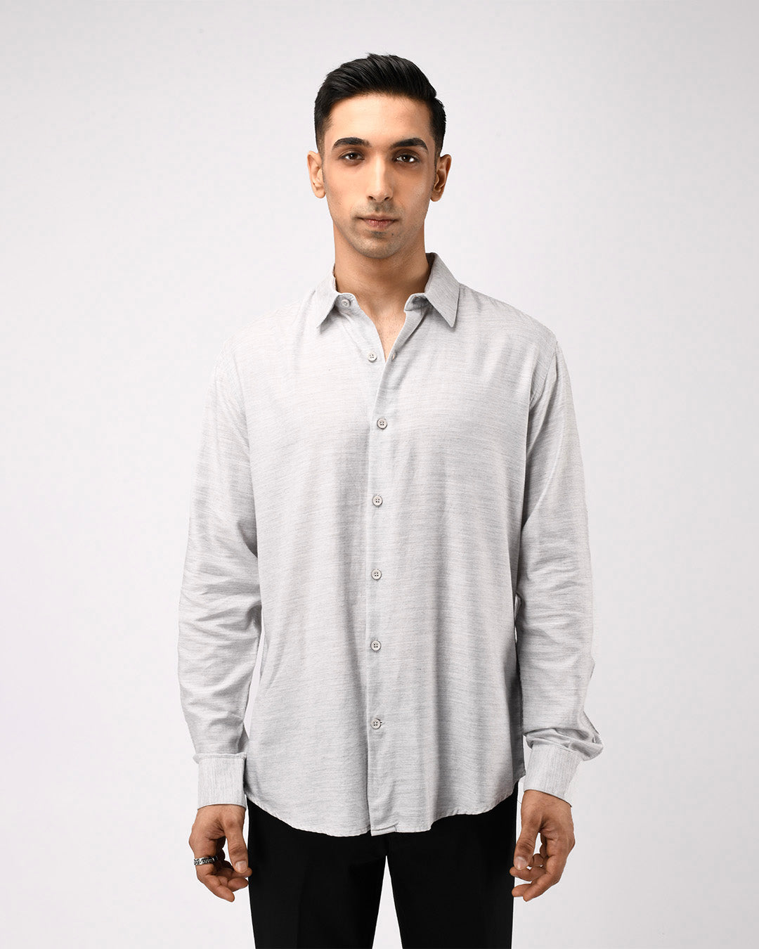 Soft Lyocell Melange Shirt In White