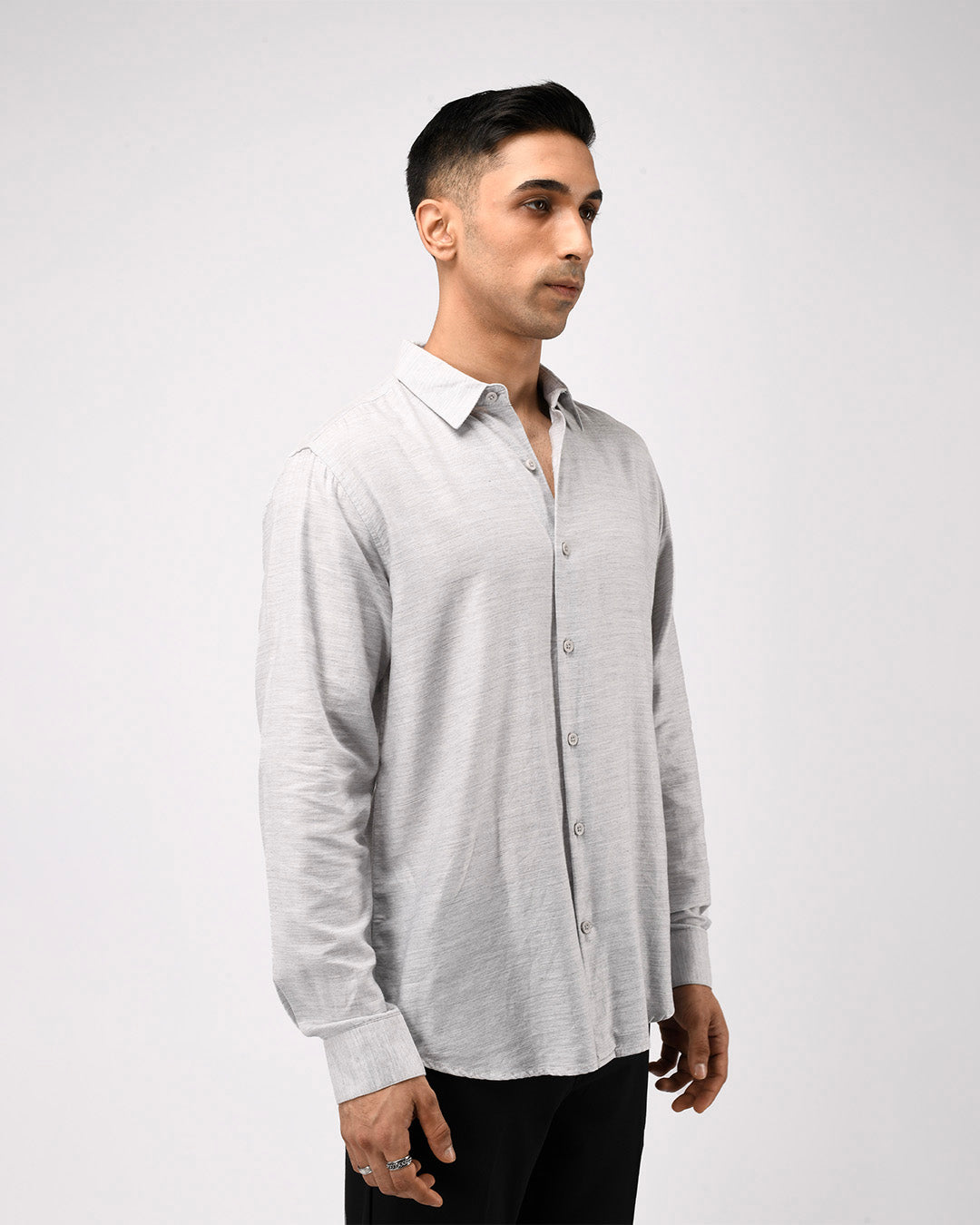 Soft Lyocell Melange Shirt In White