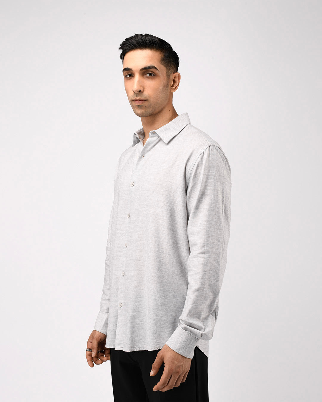 Soft Lyocell Melange Shirt In White