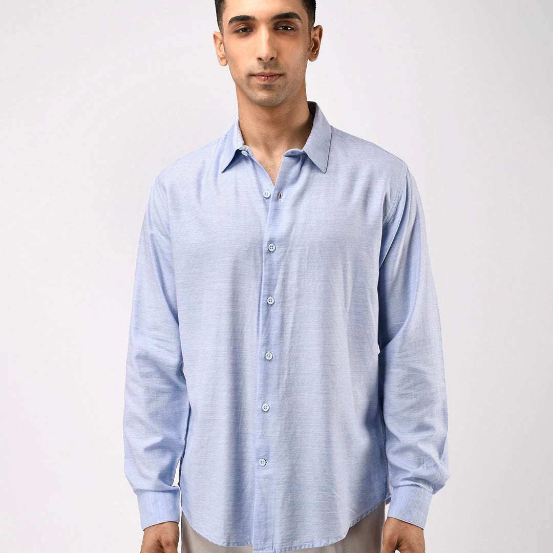 Soft Lyocell Melange Shirt In Blue