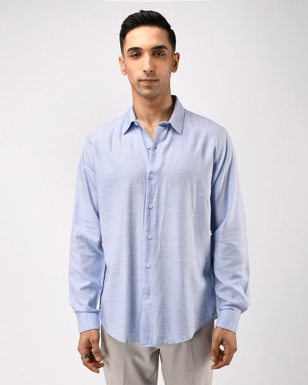 Soft Lyocell Melange Shirt In Blue