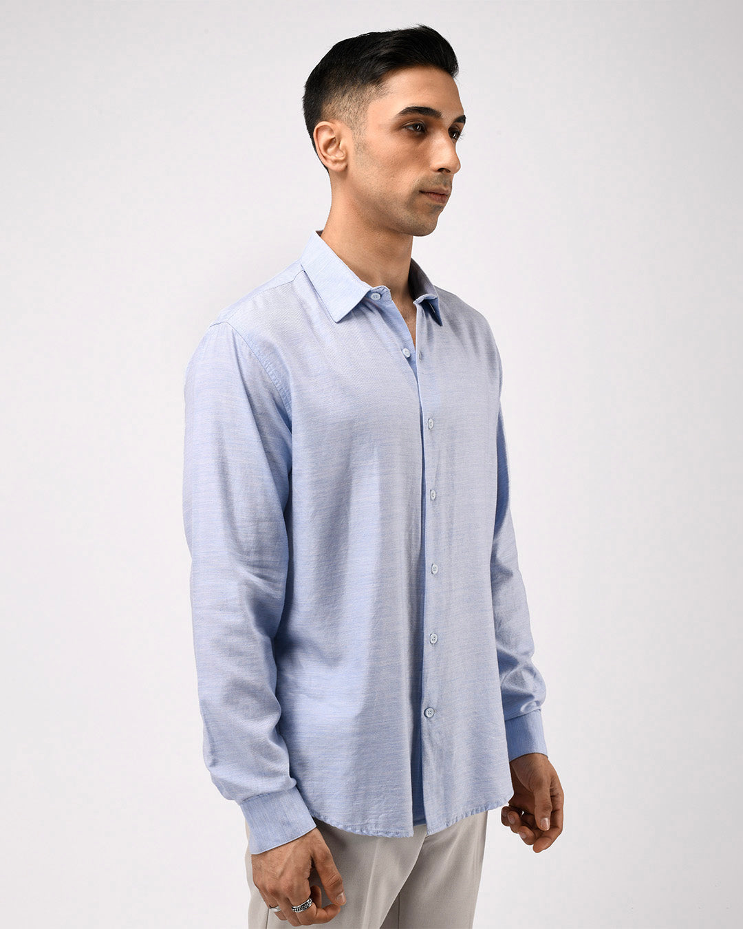 Soft Lyocell Melange Shirt In Blue