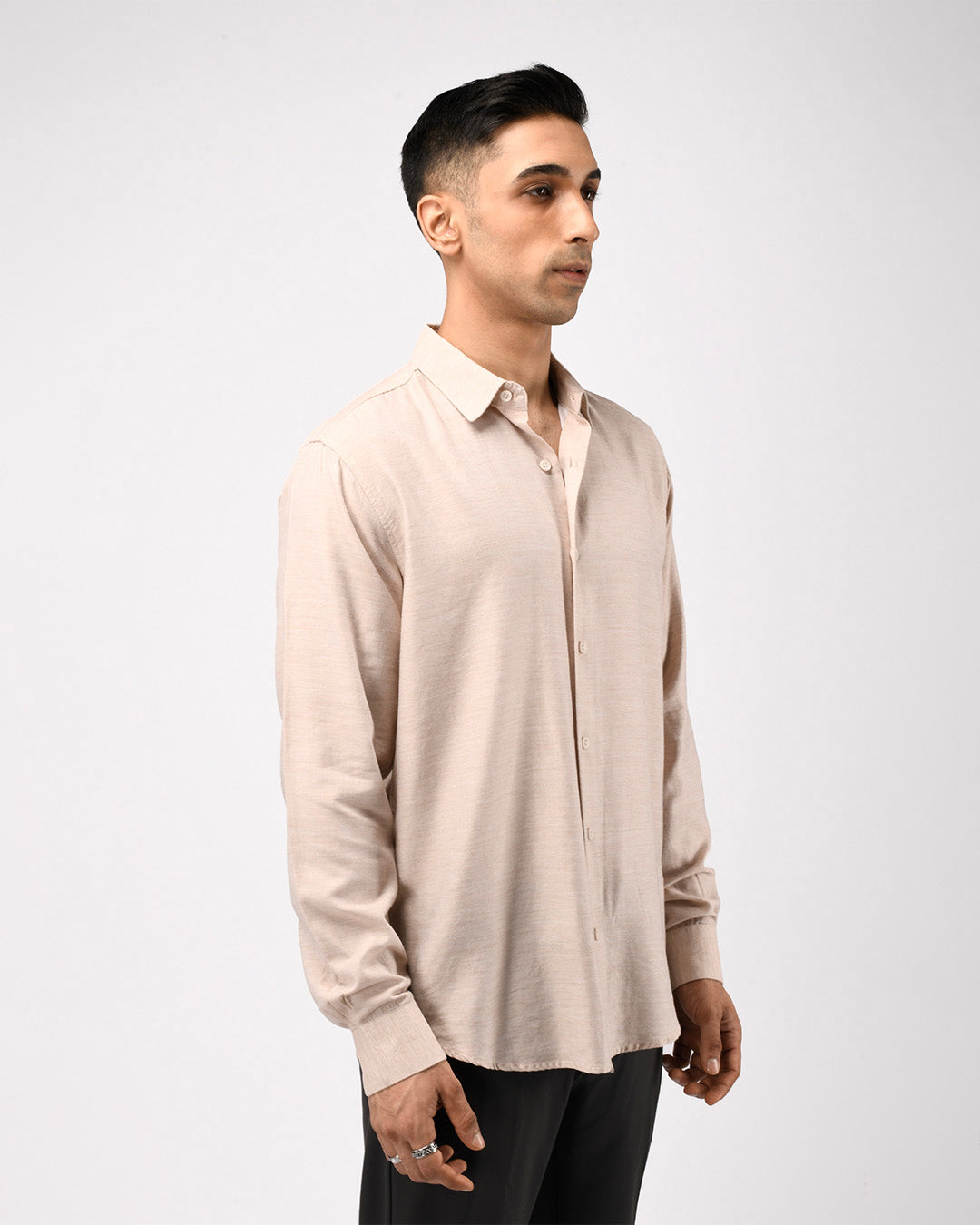 Soft Lyocell Melange Shirt In Cream