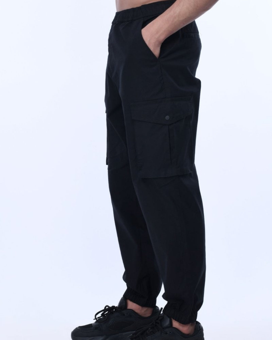 Relaxed Light Cotton Joggers In Black