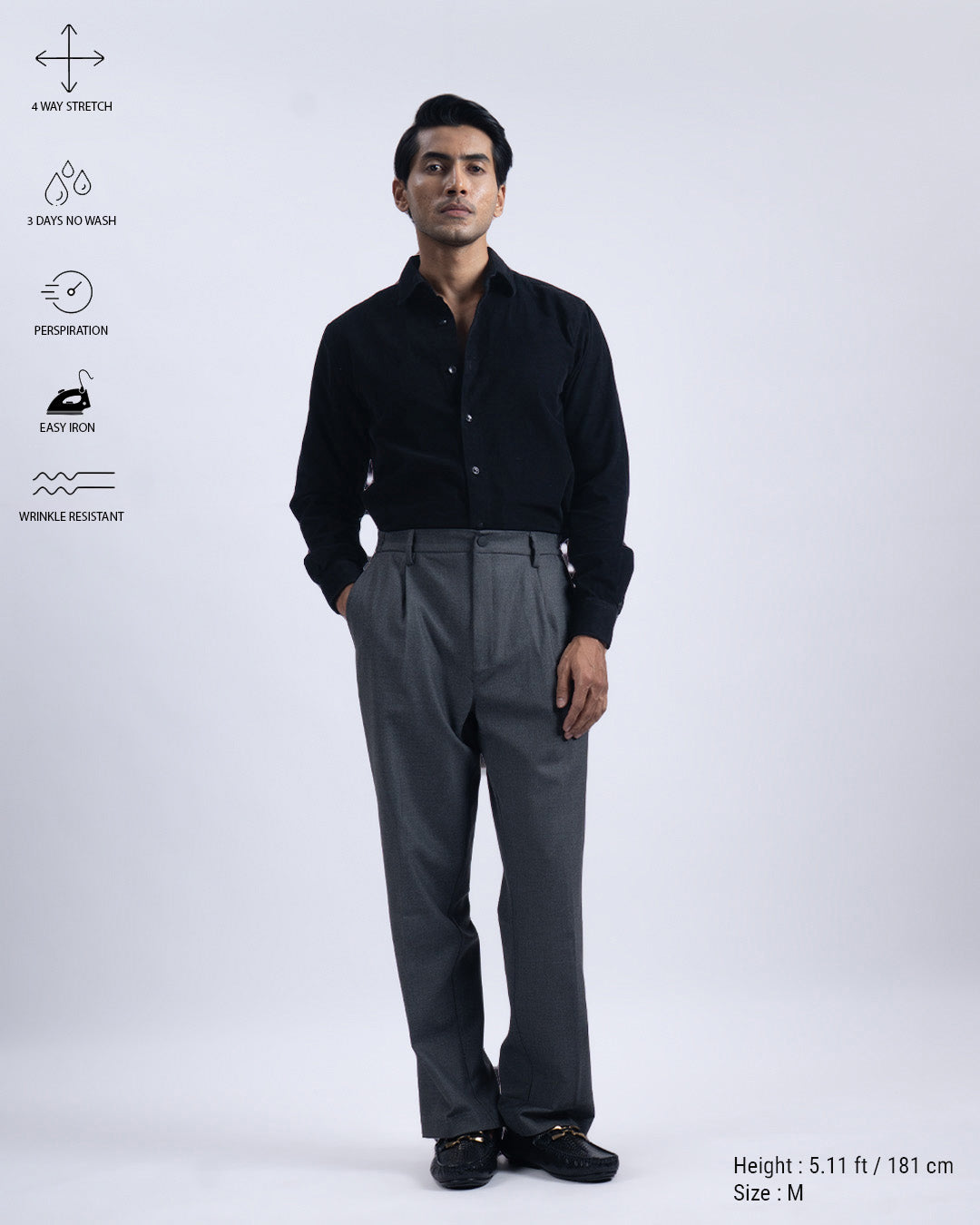 Soft Iron Flexi Relaxed Trouser In Grey