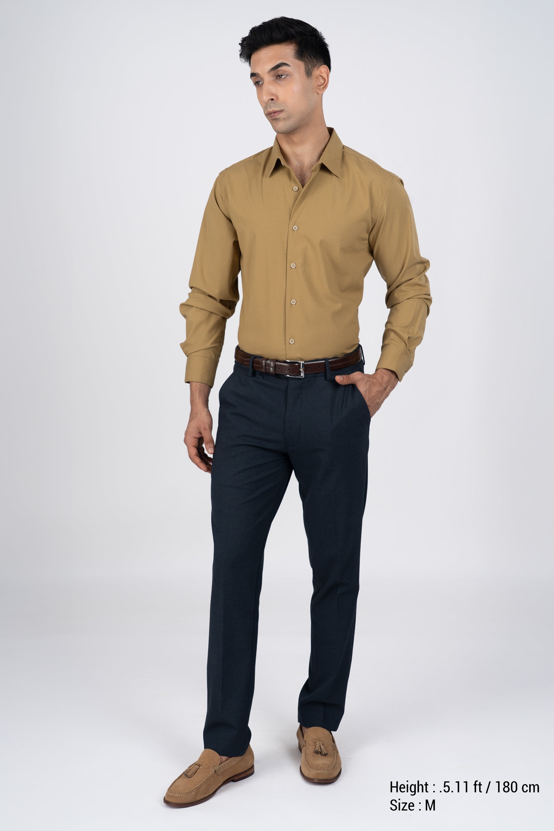 Easy Iron Office Stretch Shirt In Yellow