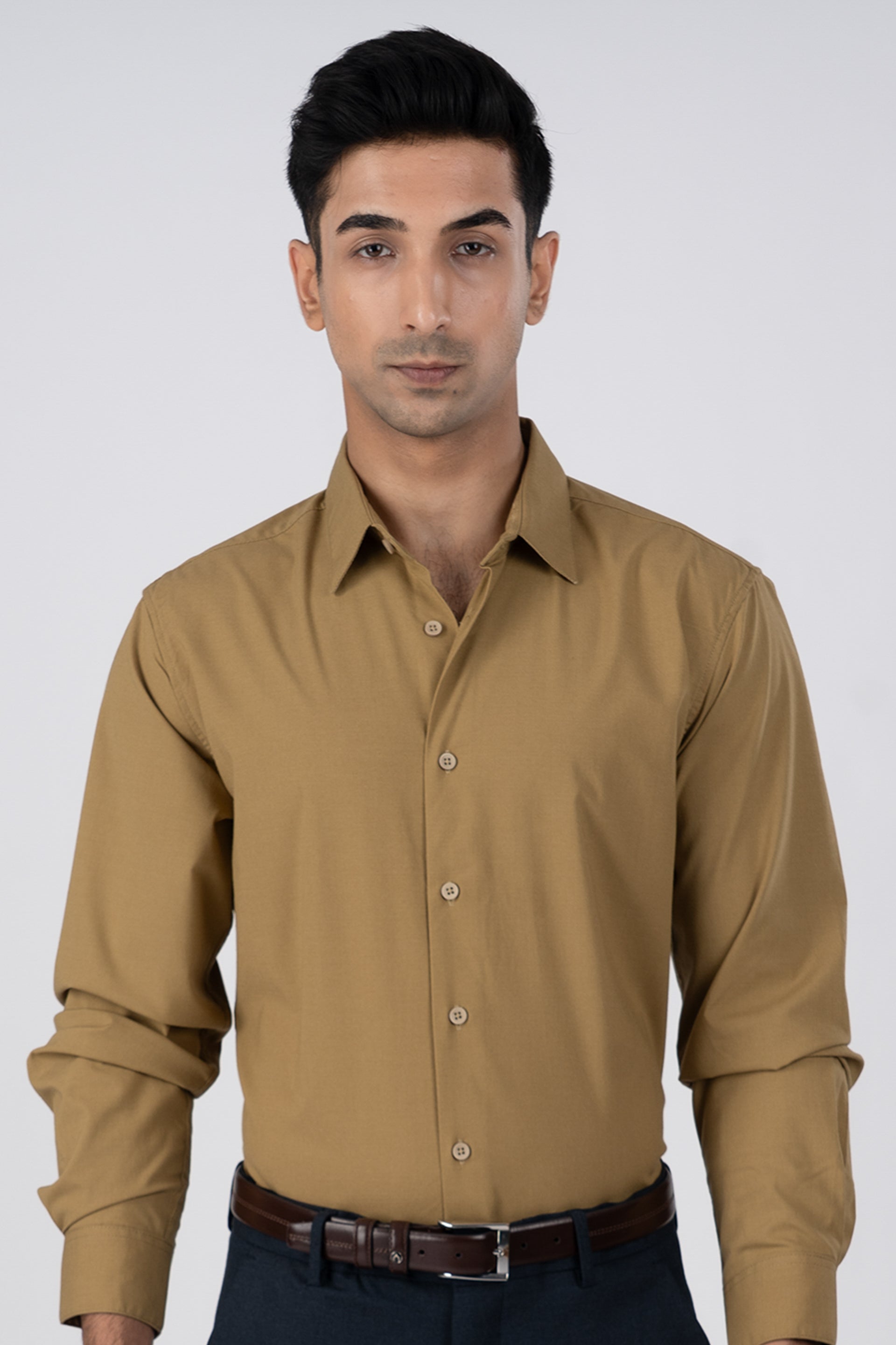 Easy Iron Office Stretch Shirt In Yellow