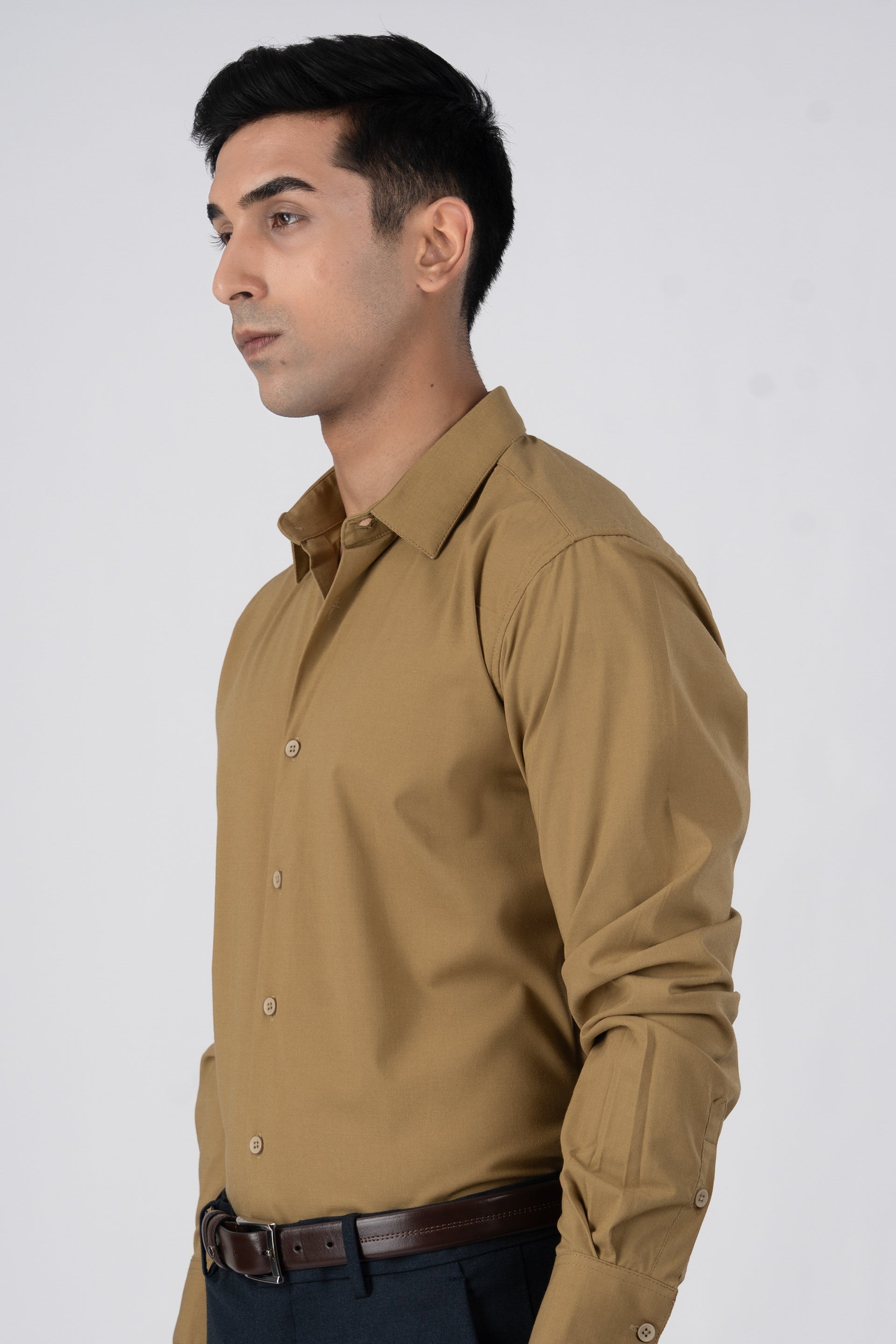 Easy Iron Office Stretch Shirt In Yellow