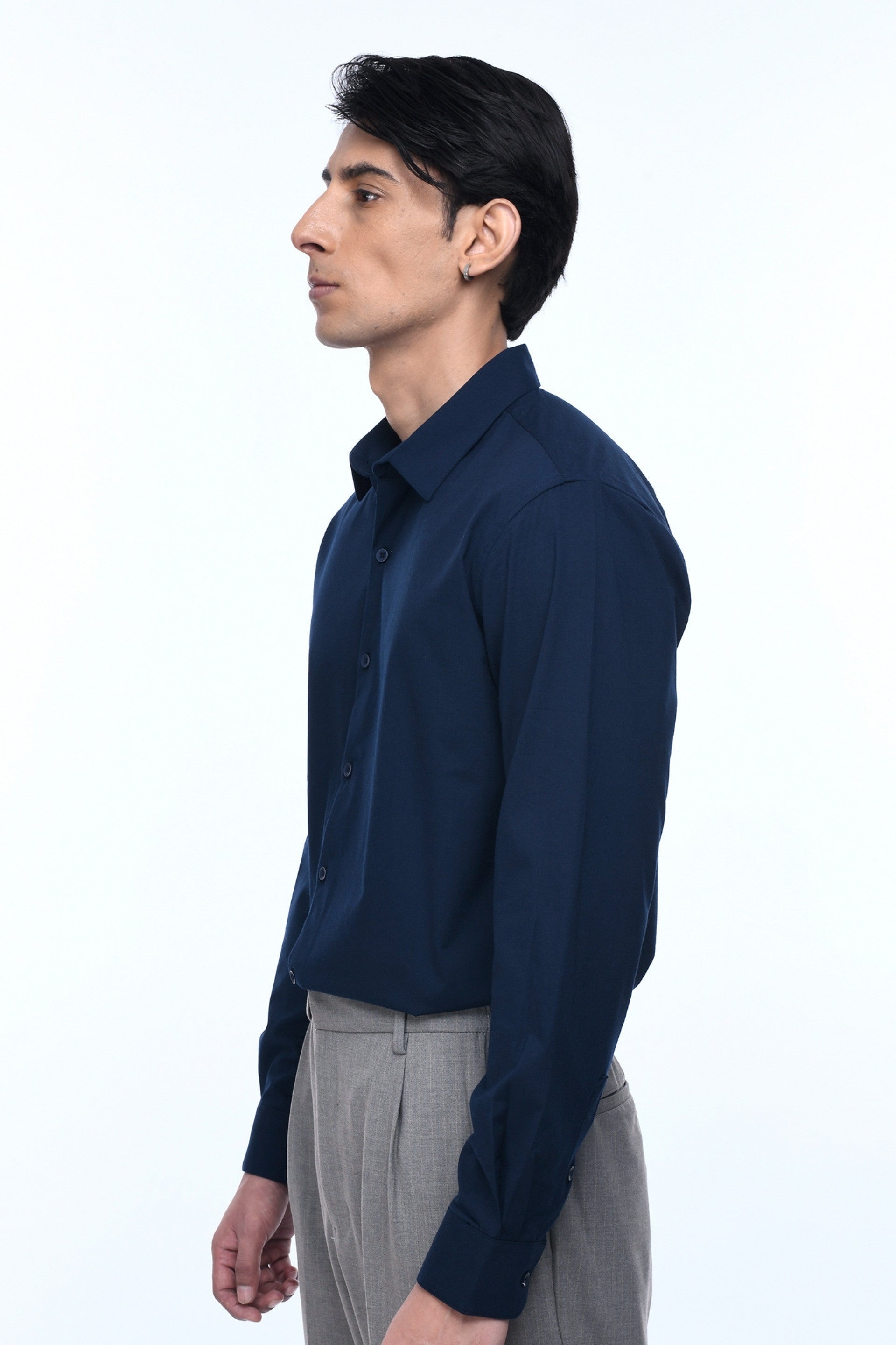 Easy Iron Office Stretch Shirt In Blue
