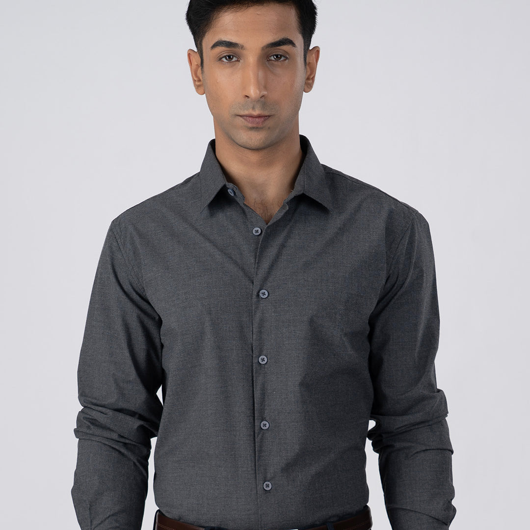 Easy Iron Office Stretch Shirt In Grey