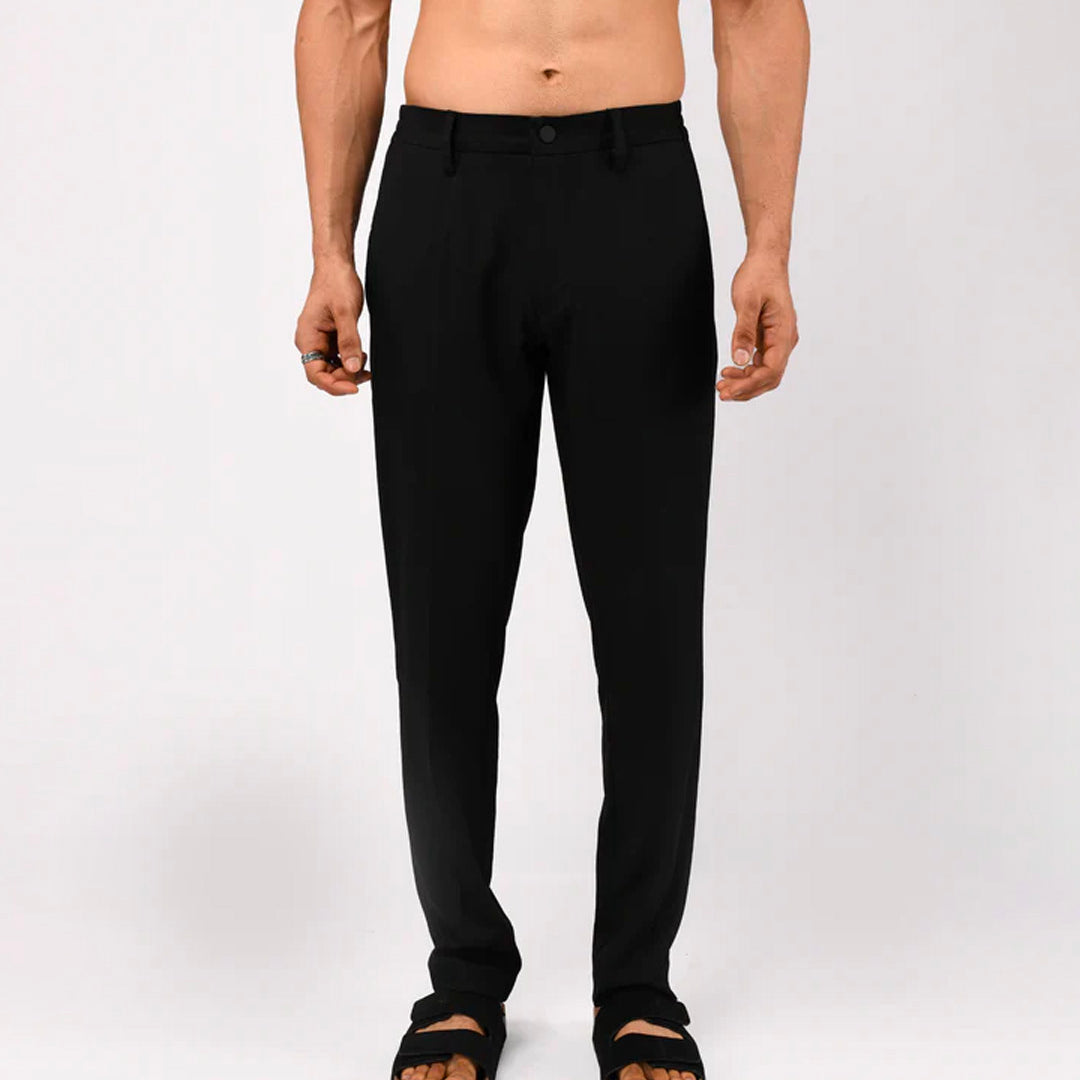 Soft Iron Flexi Tailored Trouser In Black