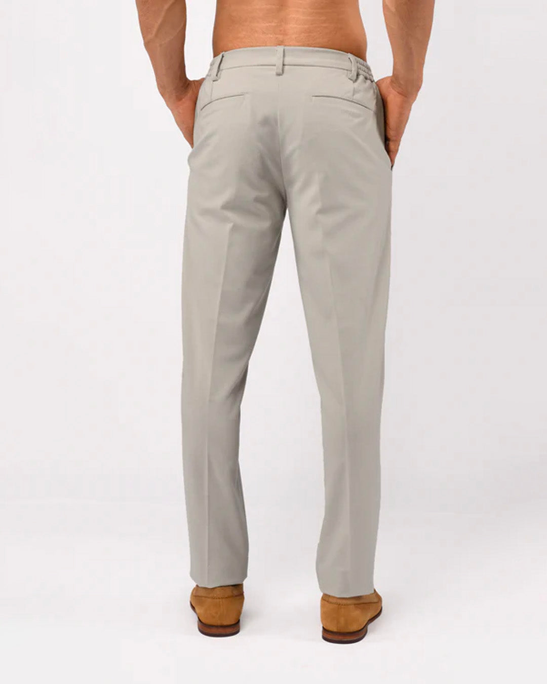 Soft Iron Flexi Tailored Trouser In Cream