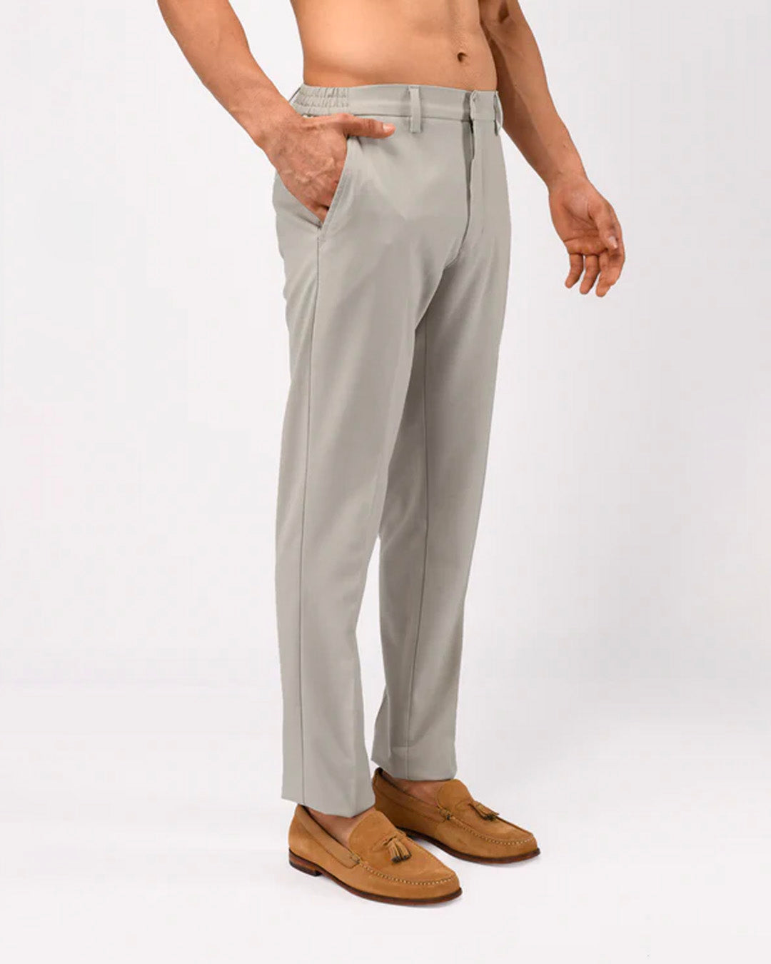 Soft Iron Flexi Tailored Trouser In Cream