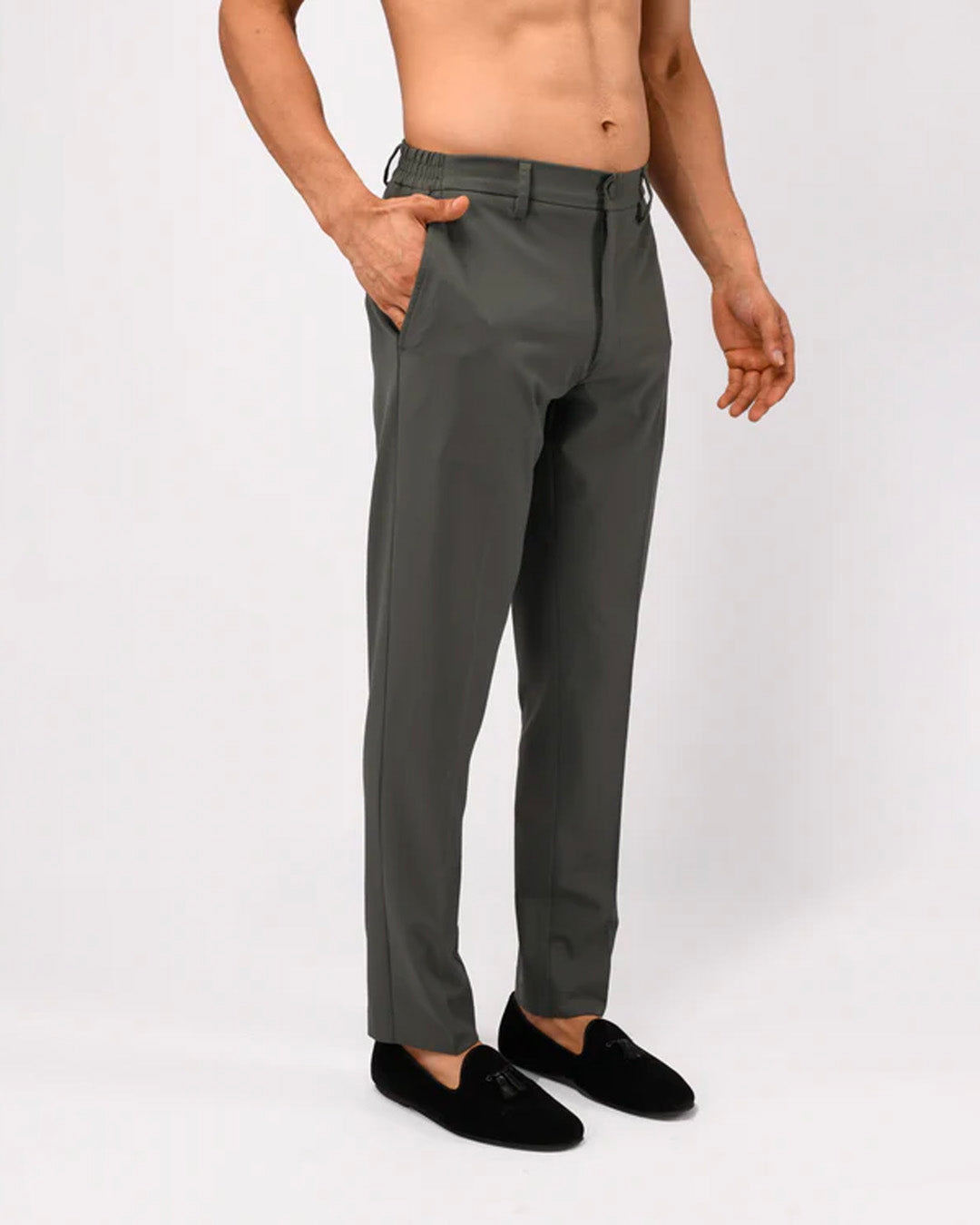 Soft Iron Flexi Tailored Trouser In Grey