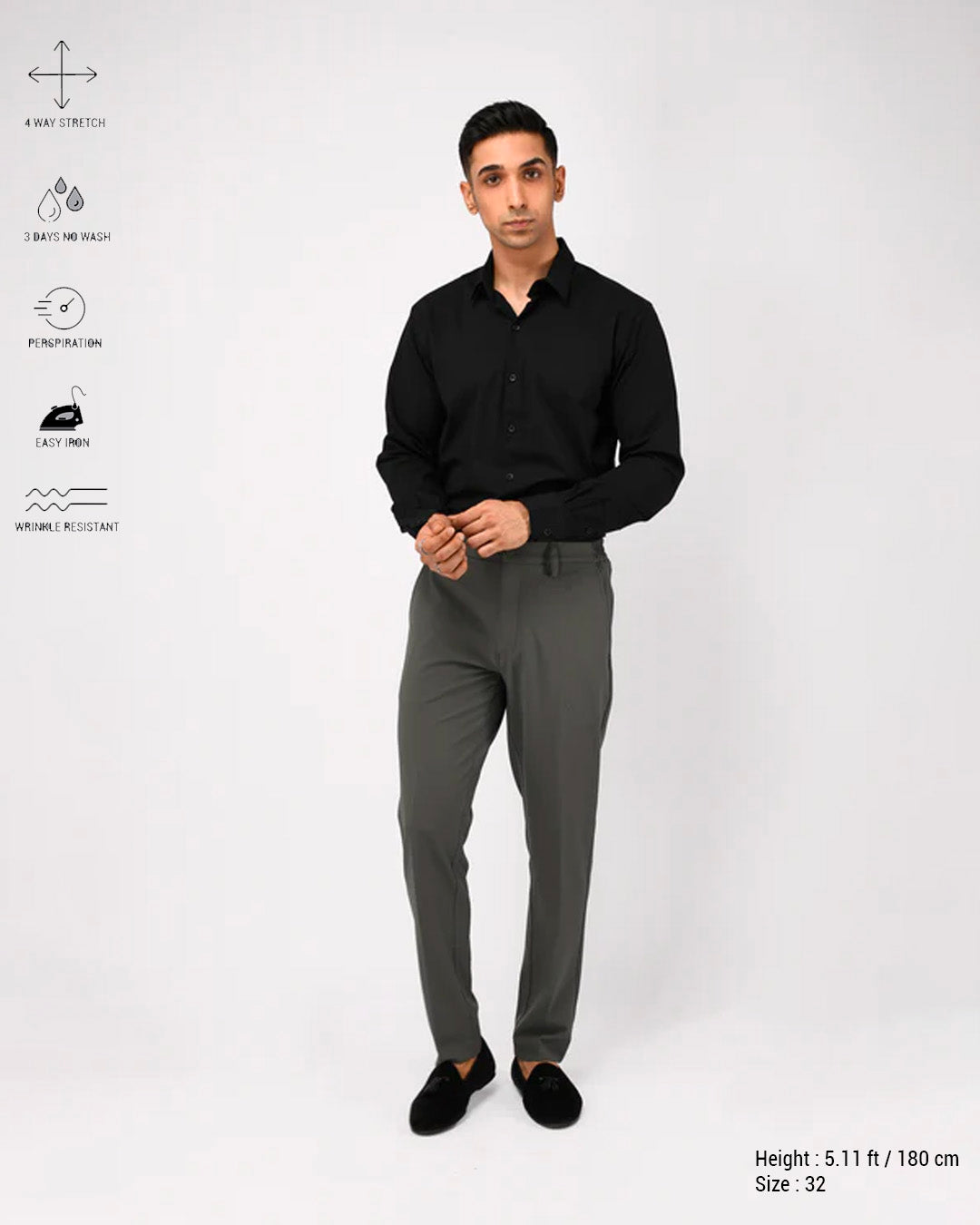 Soft Iron Flexi Tailored Trouser In Grey