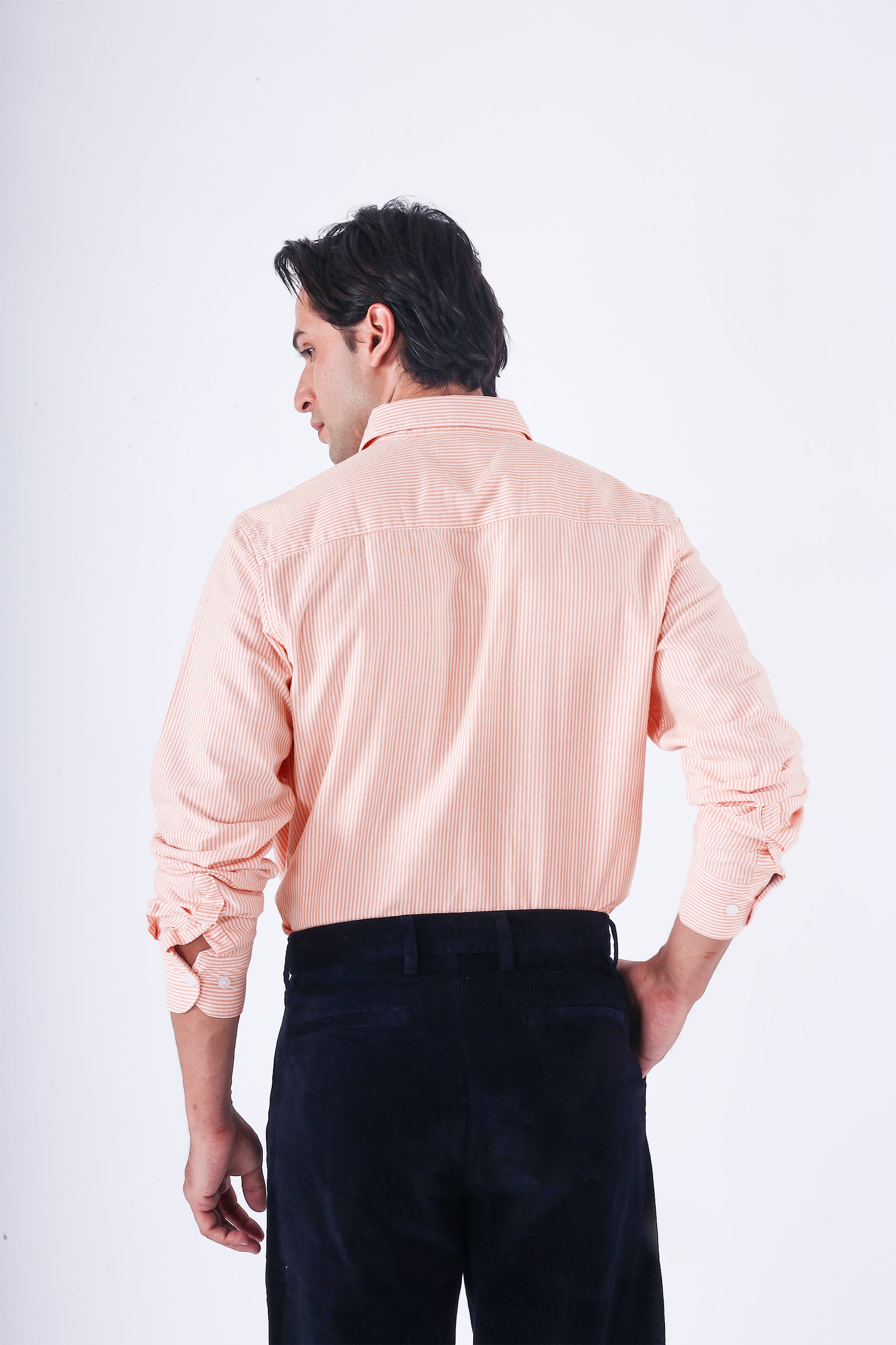 CLASSIC OXFORD STRIPE SHIRT IN ORANGE