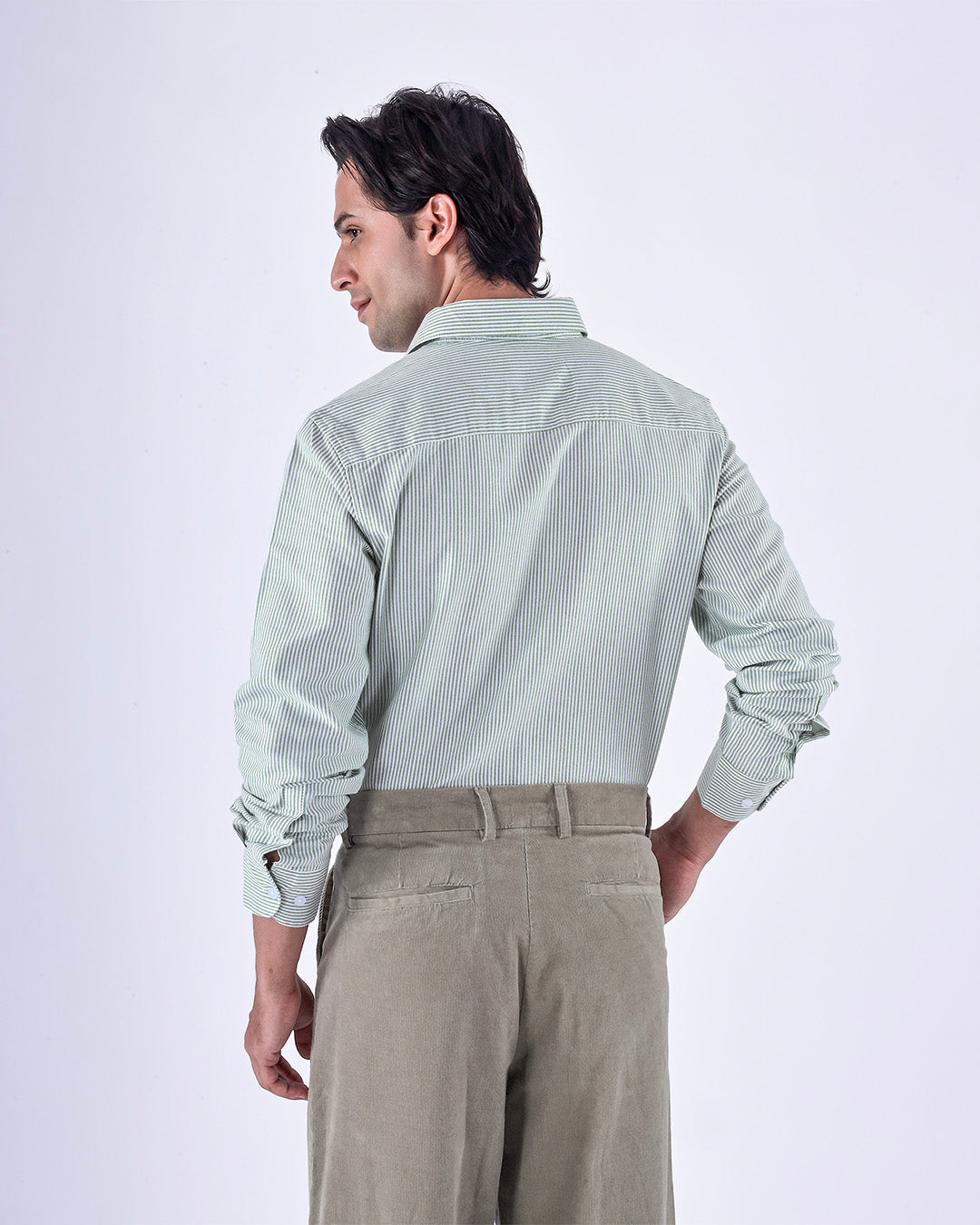 Classic Oxford Stripe Shirt In Green