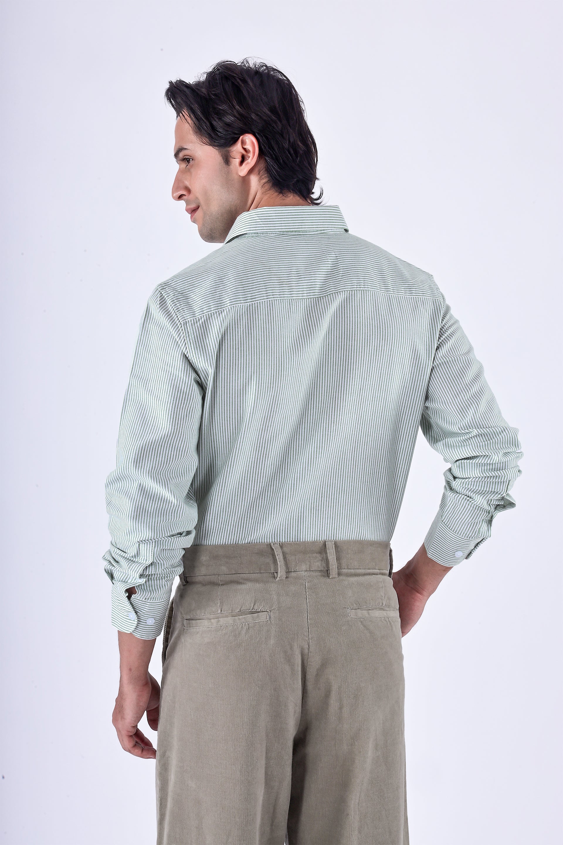 CLASSIC OXFORD STRIPE SHIRT IN GREEN