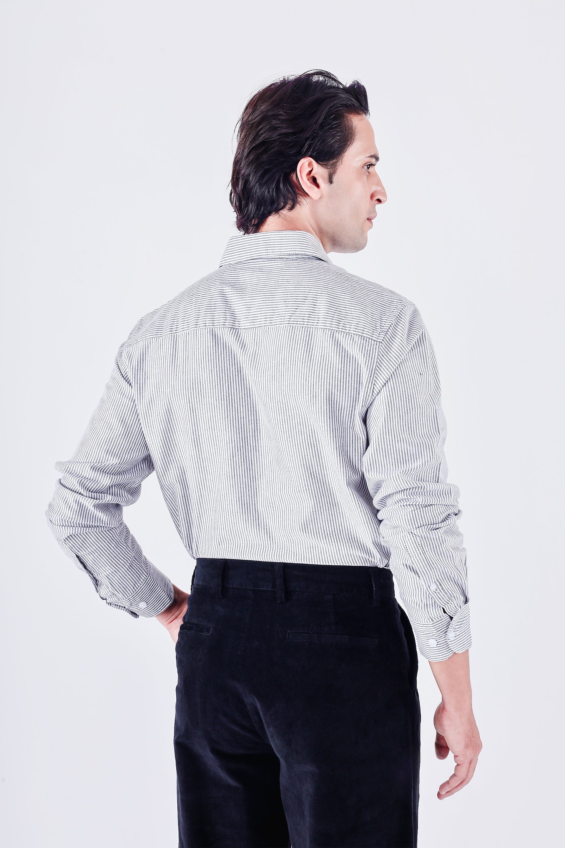 CLASSIC OXFORD STRIPE SHIRT IN GREY