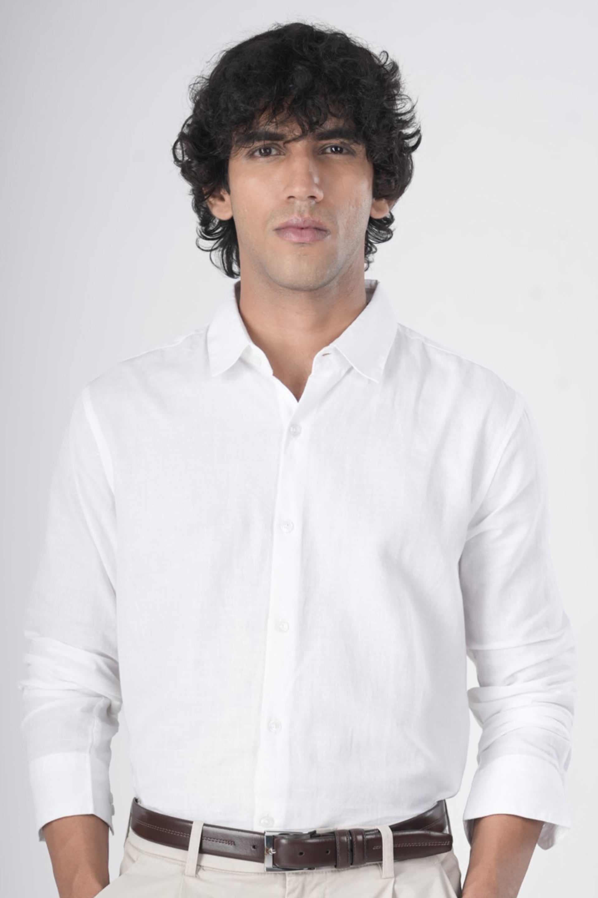 Classic Fused Linen Shirt In White