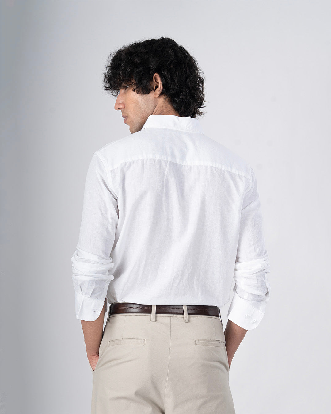 Classic Fused Linen Shirt In White