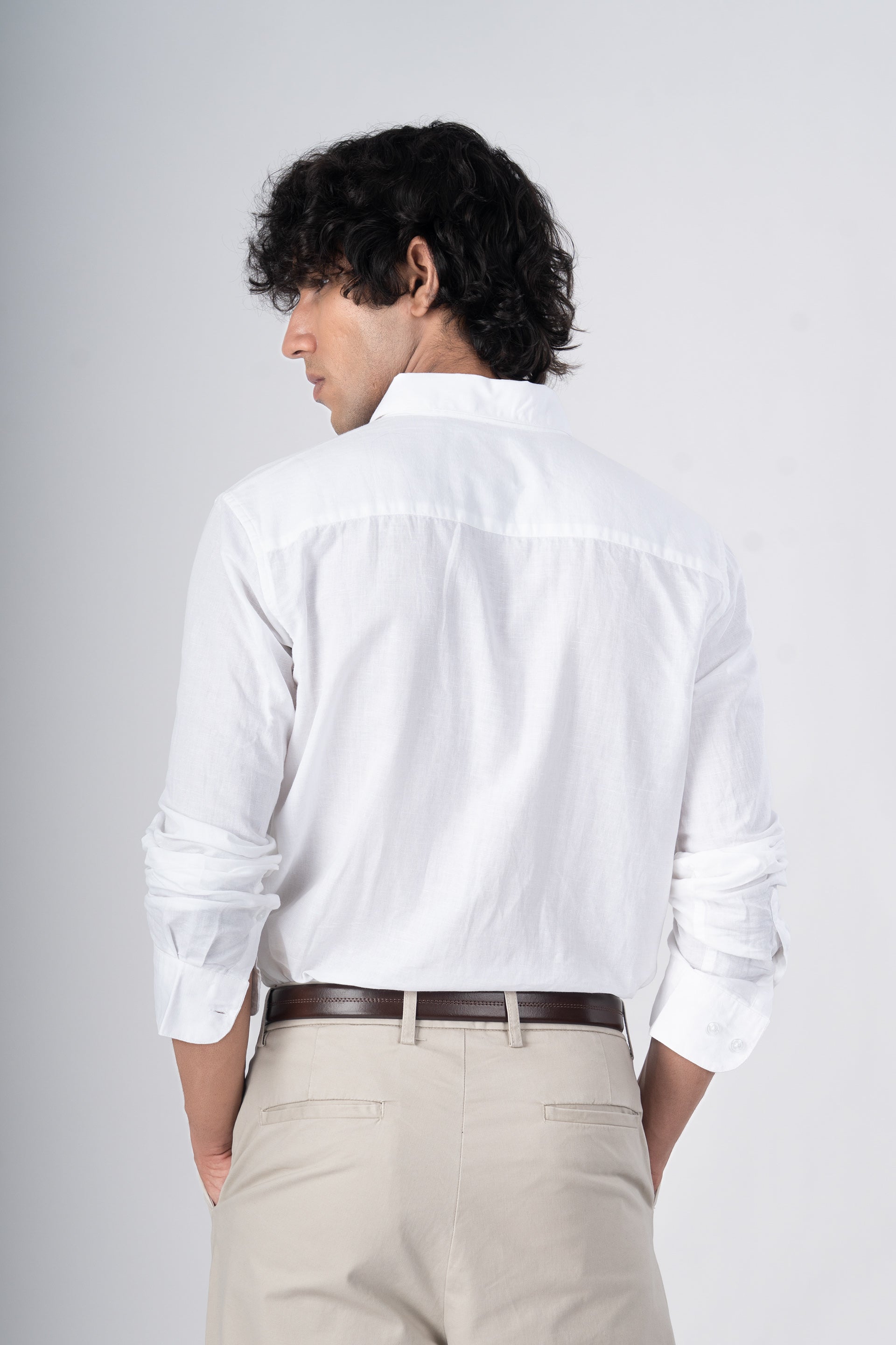 Classic Fused Linen Shirt In White