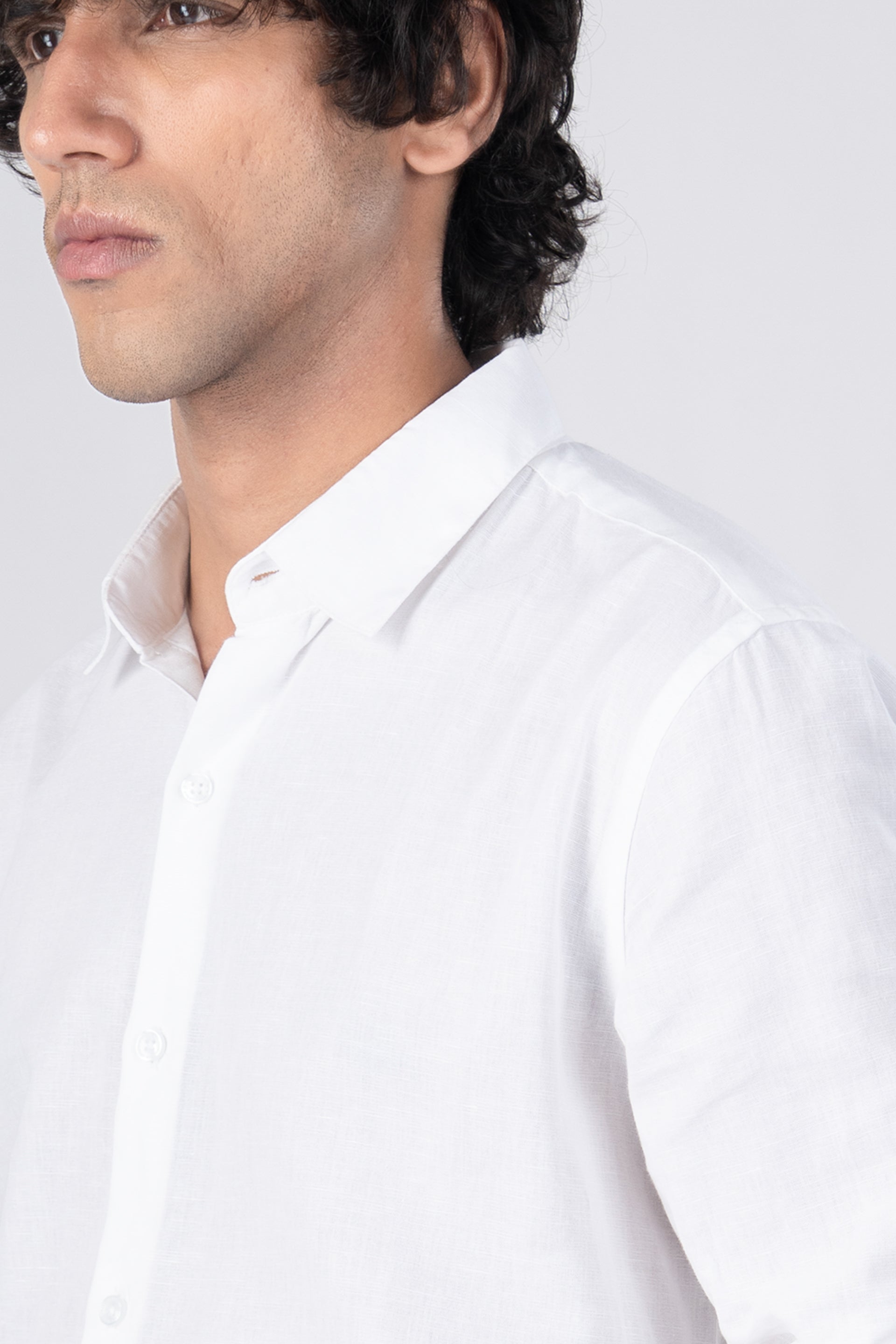 Classic Fused Linen Shirt In White