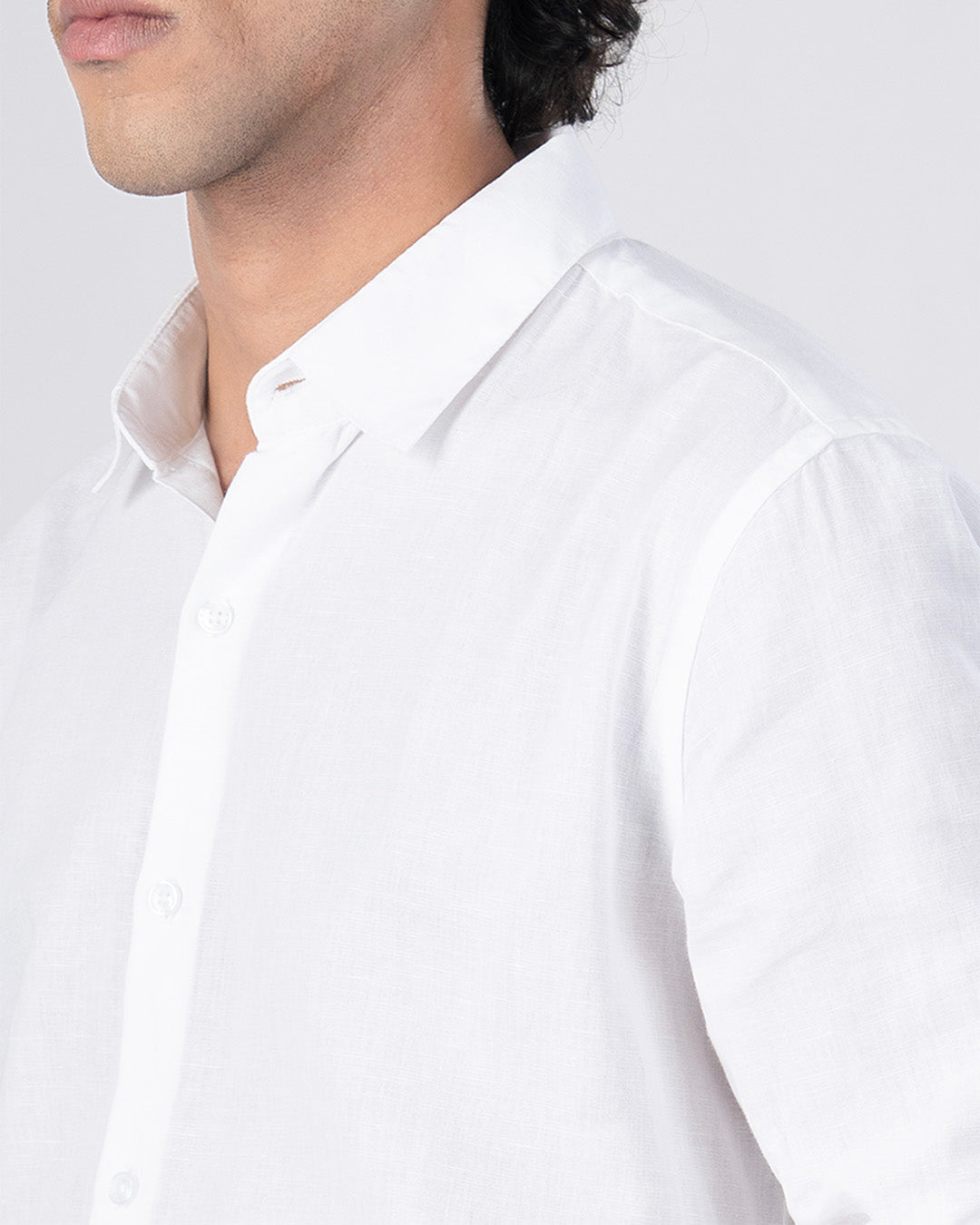 Classic Fused Linen Shirt In White