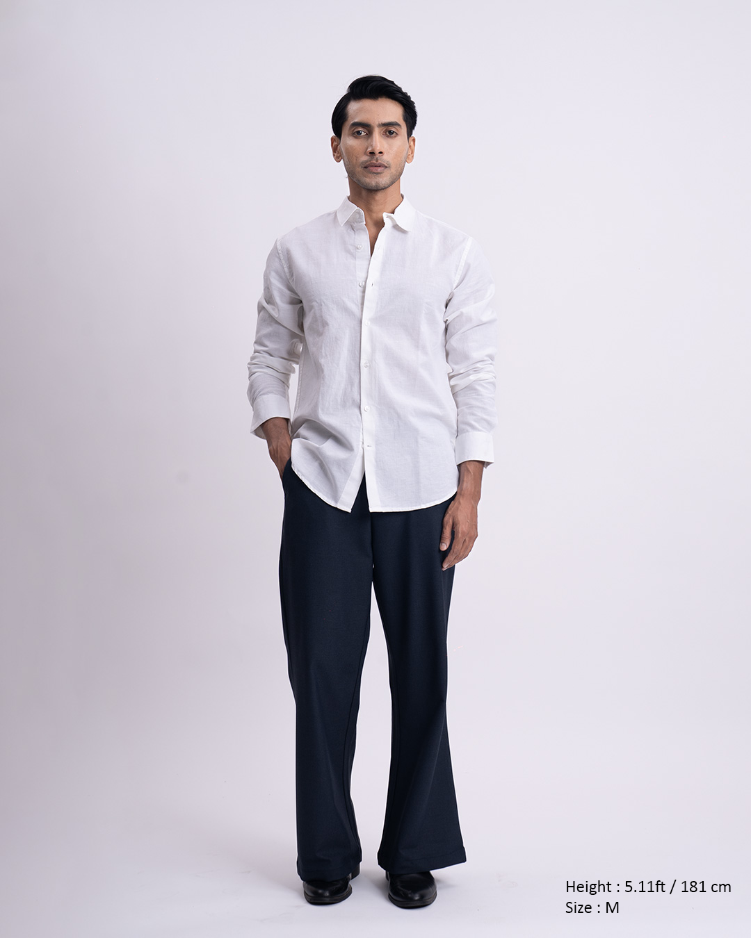 Fused Linen Tailored Shirt In White