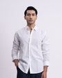 Fused Linen Tailored Shirt In White
