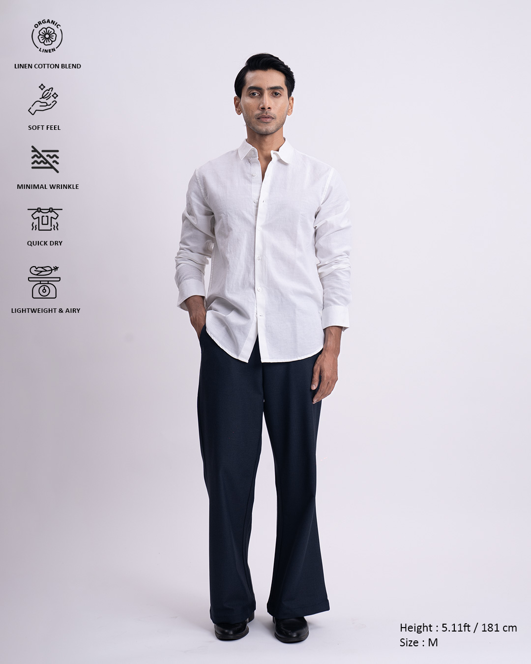 Fused Linen Tailored Shirt In White