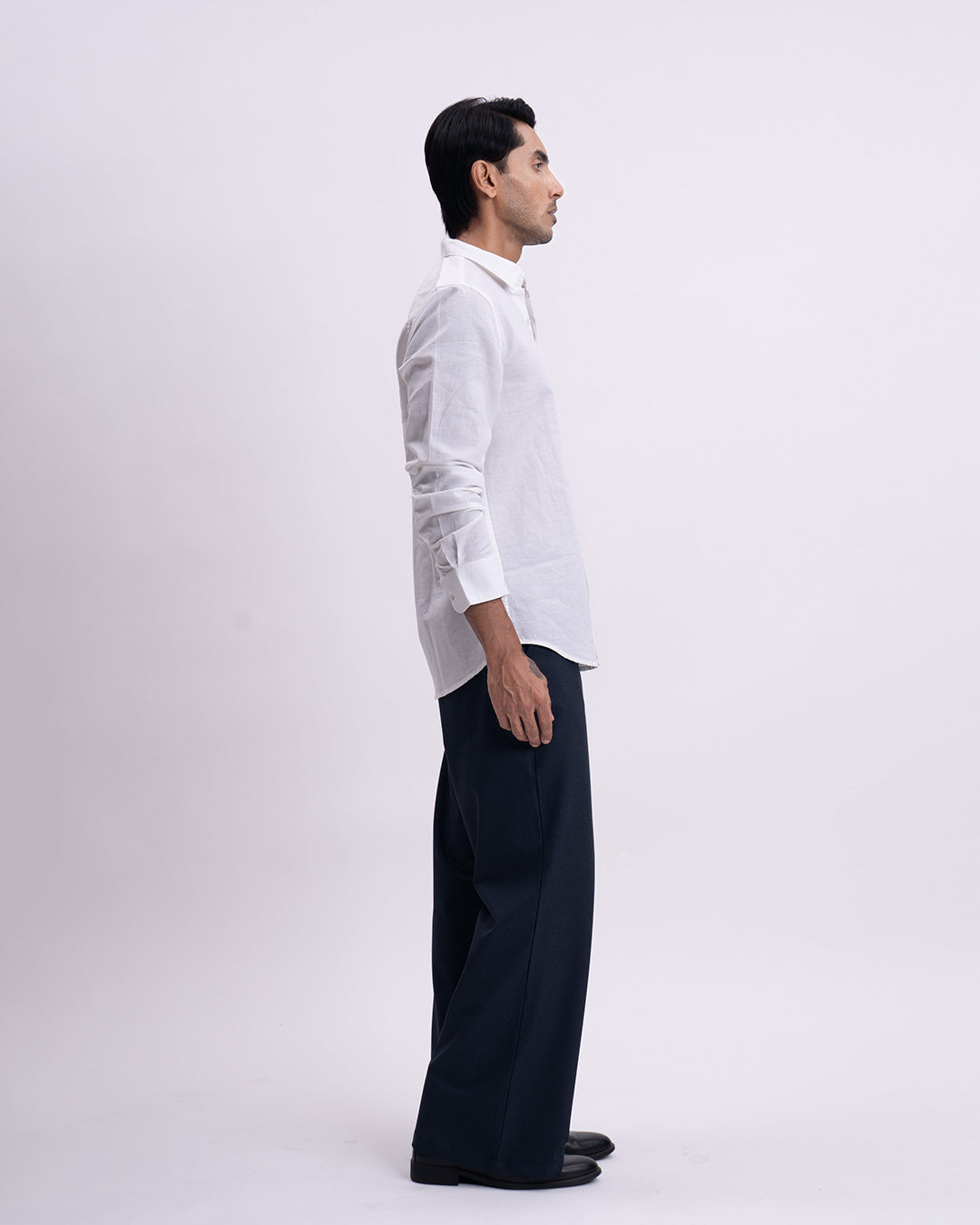 Fused Linen Tailored Shirt In White