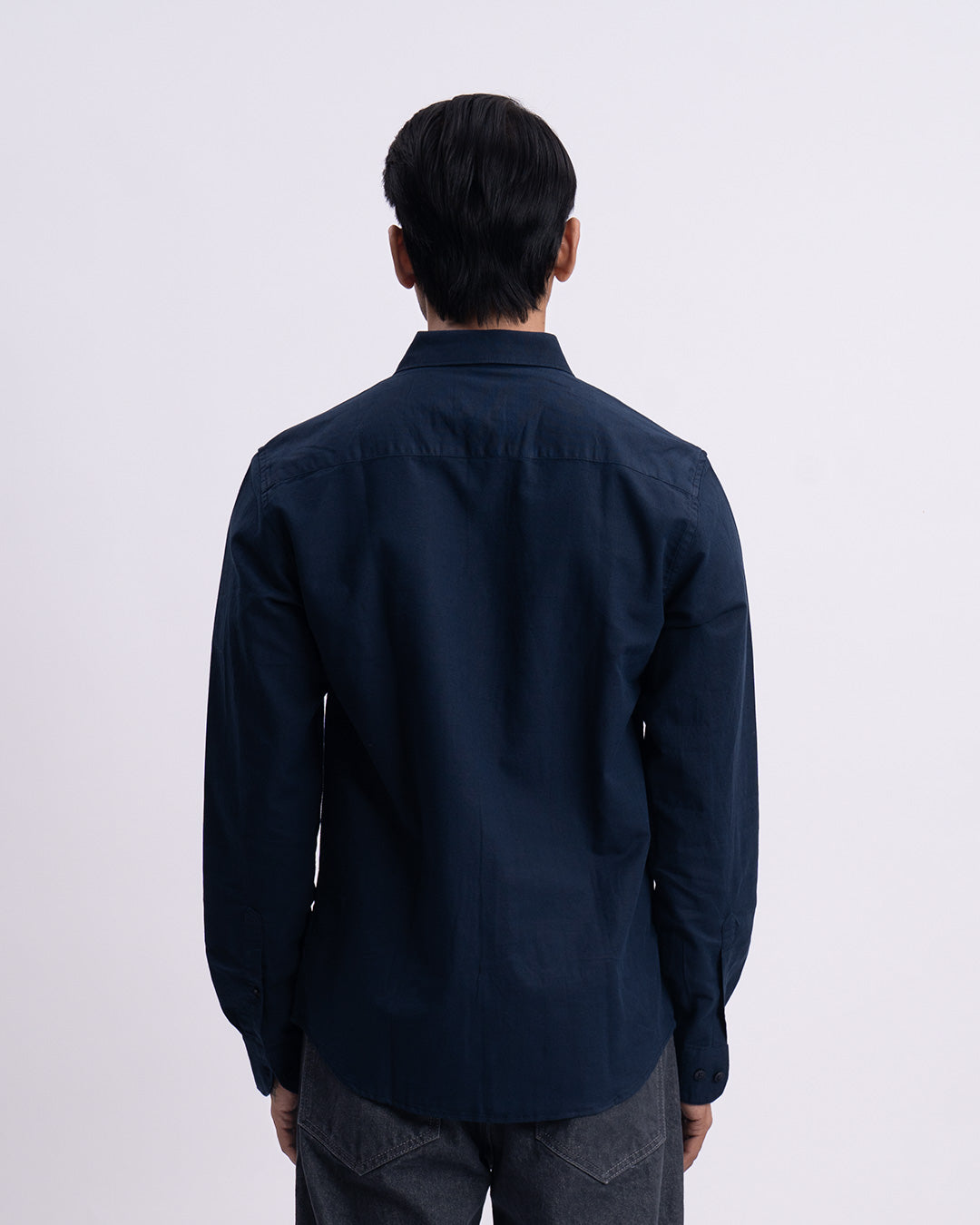 Fused Linen Tailored Shirt In Navy