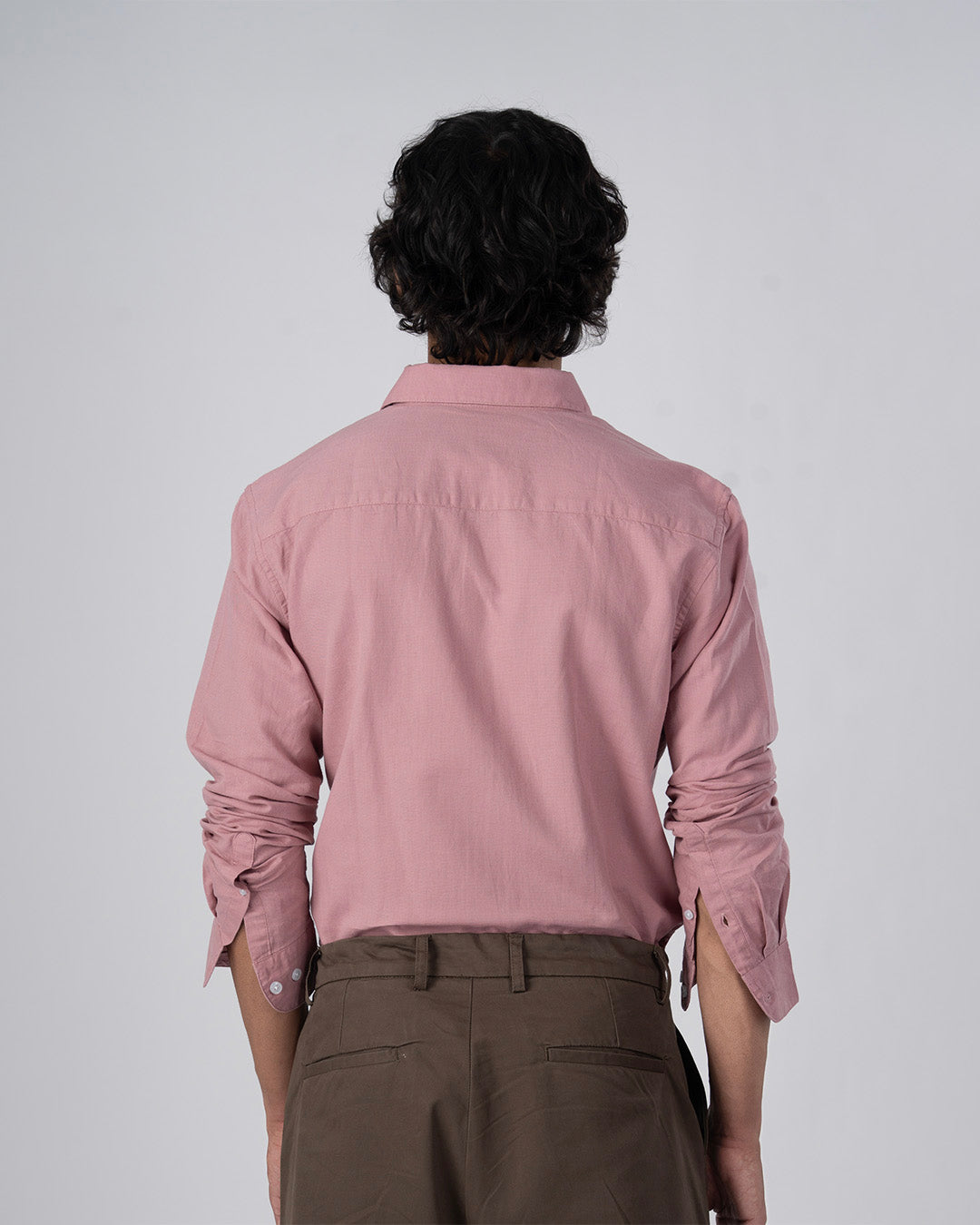 Classic Fused Linen Shirt In Pink
