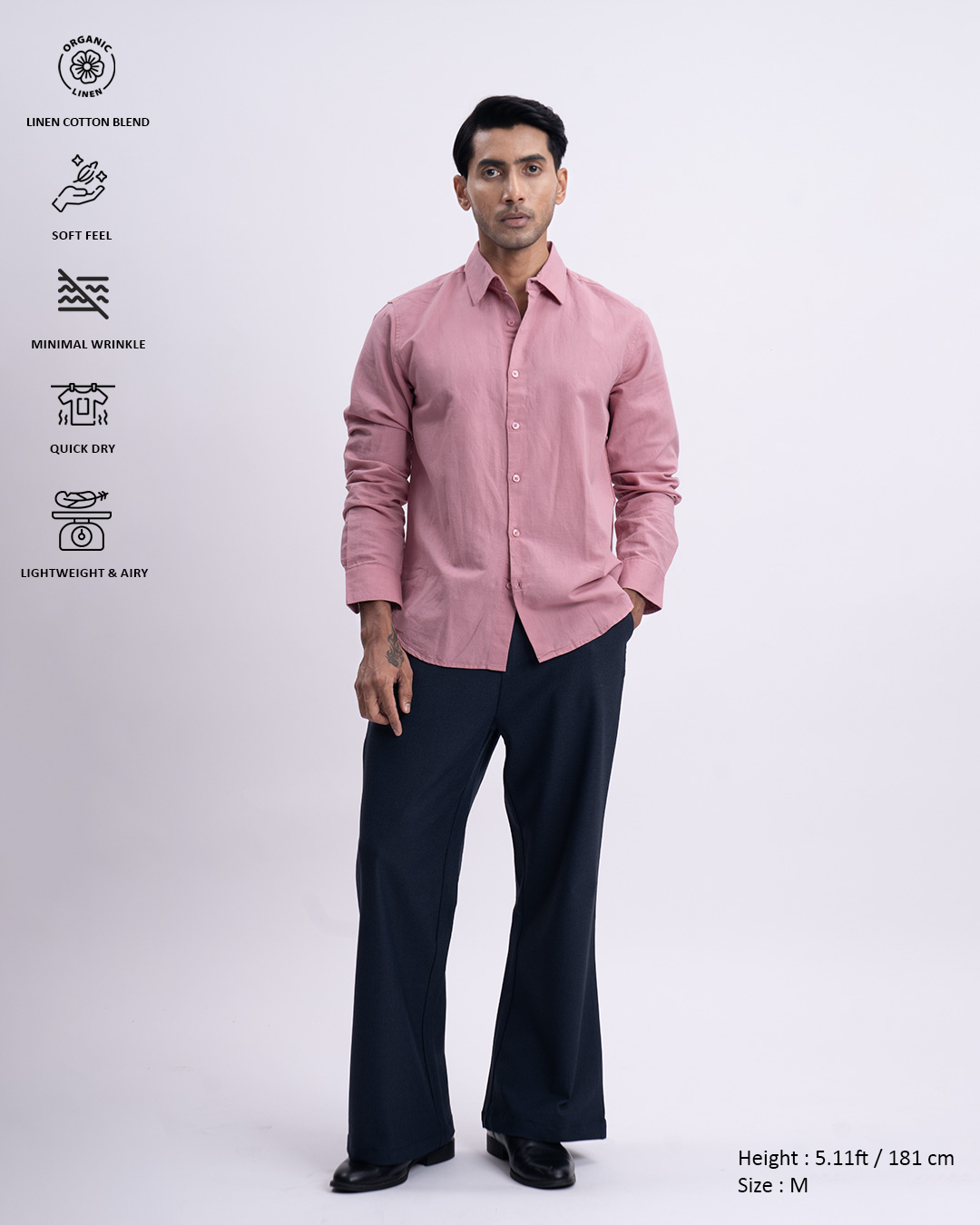 Fused Linen Tailored Shirt In Pink