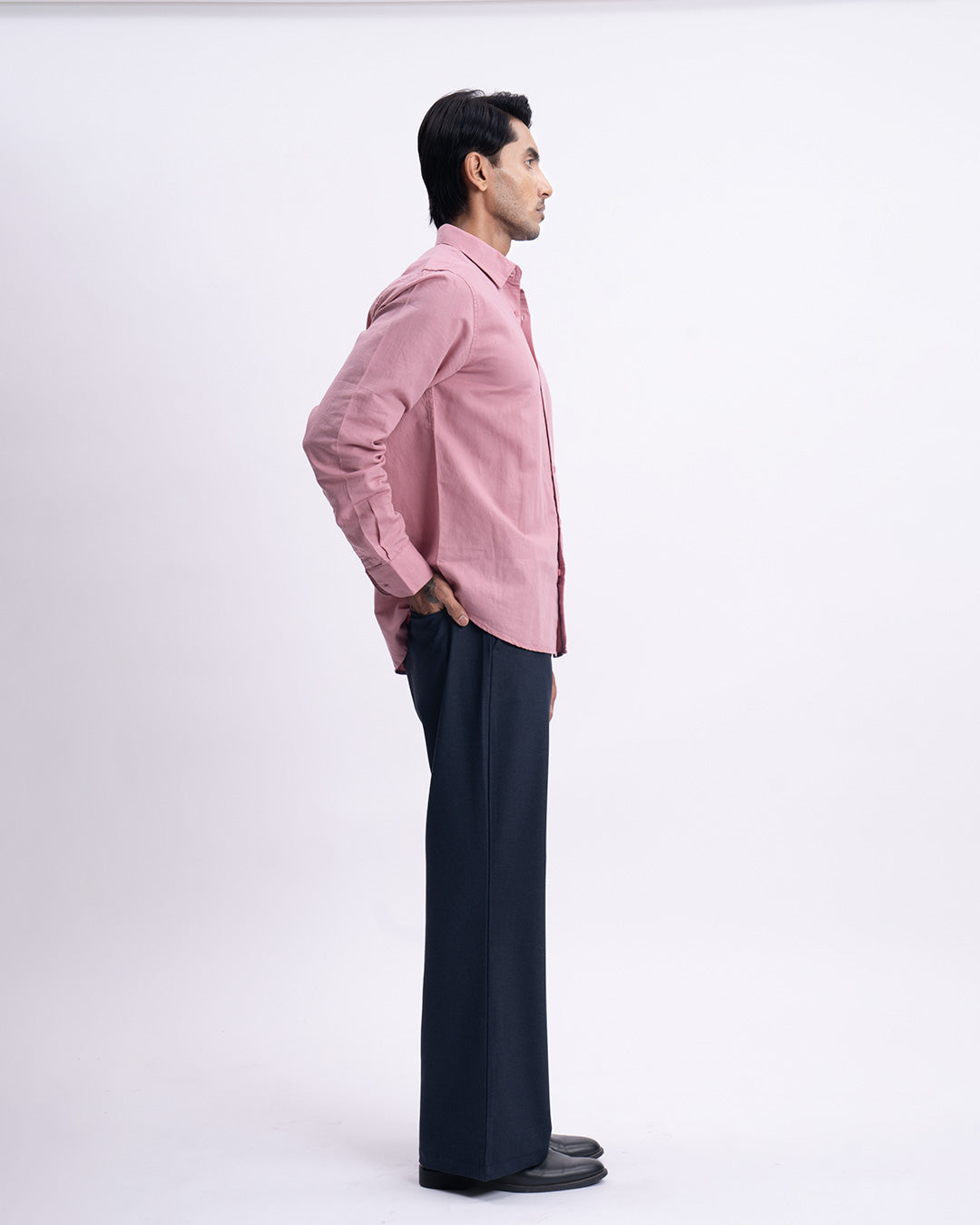 Fused Linen Tailored Shirt In Pink