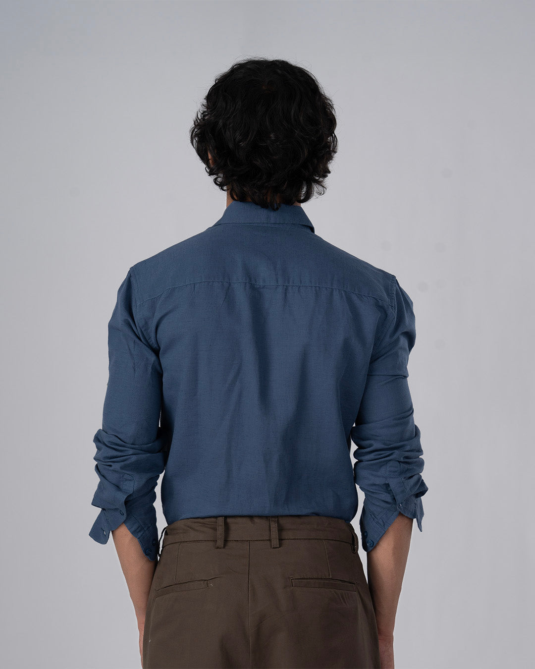 Classic Fused Linen Shirt In Ocean Blue