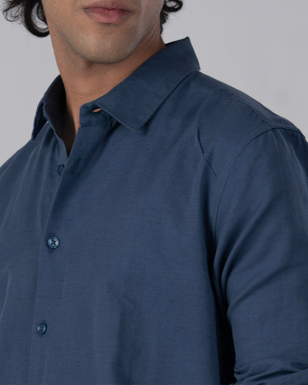 Classic Fused Linen Shirt In Ocean Blue