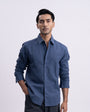 Fused Linen Tailored Shirt In Ocean Blue