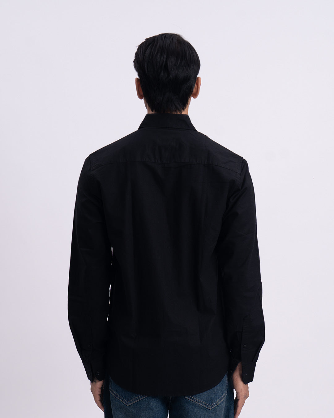 Fused Linen Tailored Shirt In Black
