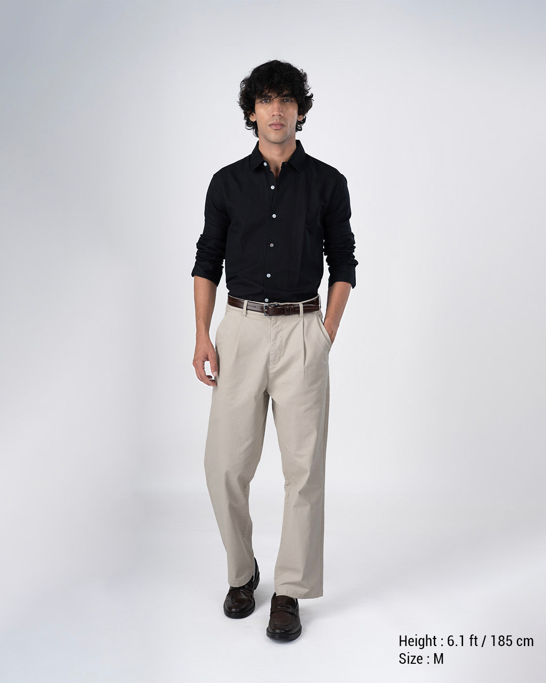 Classic Fused Linen Shirt In Black