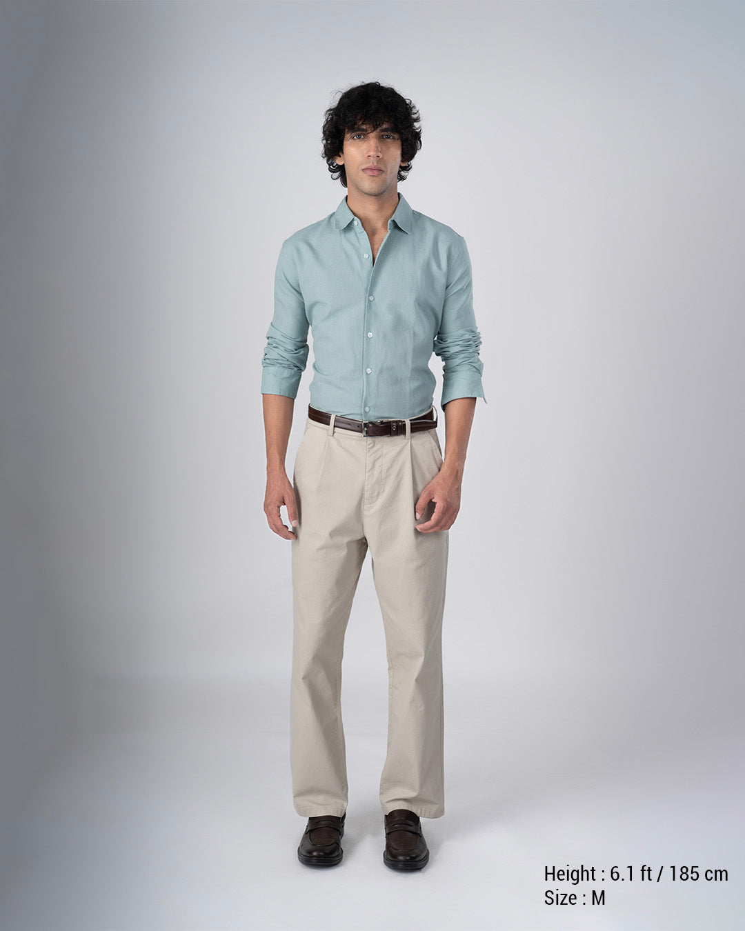 Classic Fused Linen Shirt In Green