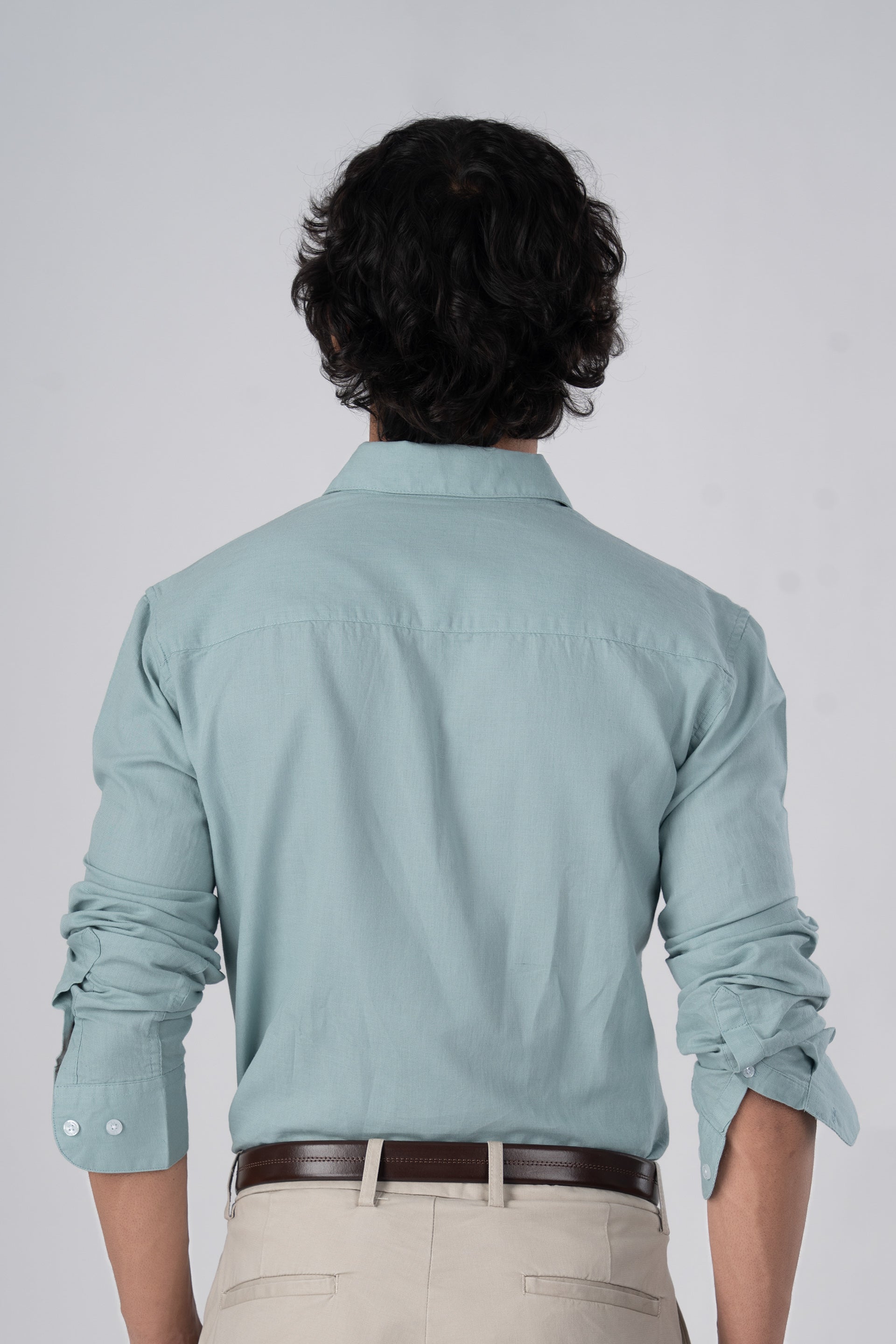 Classic Fused Linen Shirt In Green