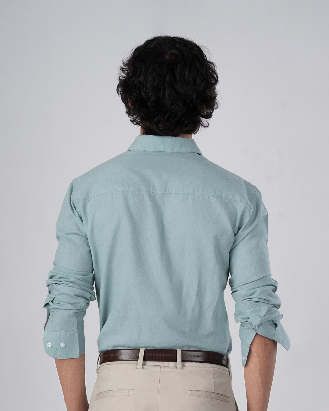 Classic Fused Linen Shirt In Green