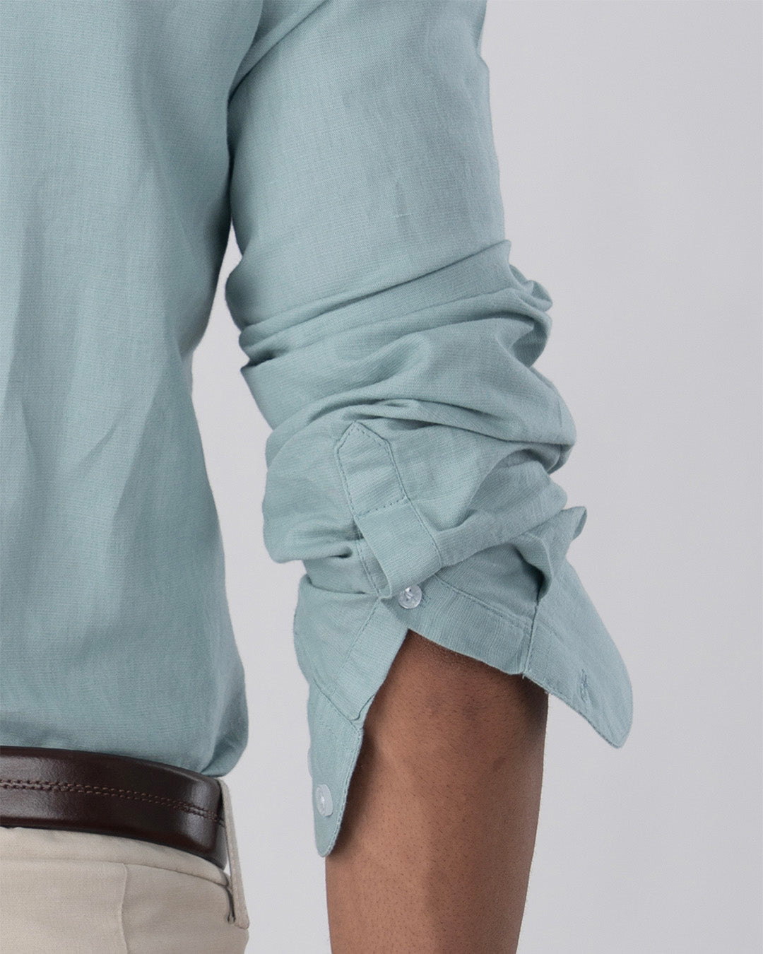 Classic Fused Linen Shirt In Green