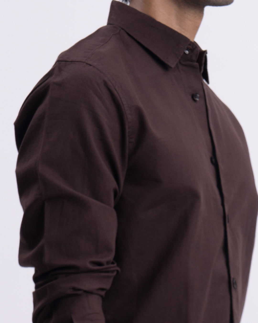 Fused Linen Tailored Shirt In Brown
