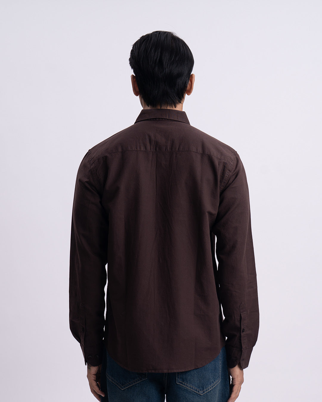 Fused Linen Tailored Shirt In Brown