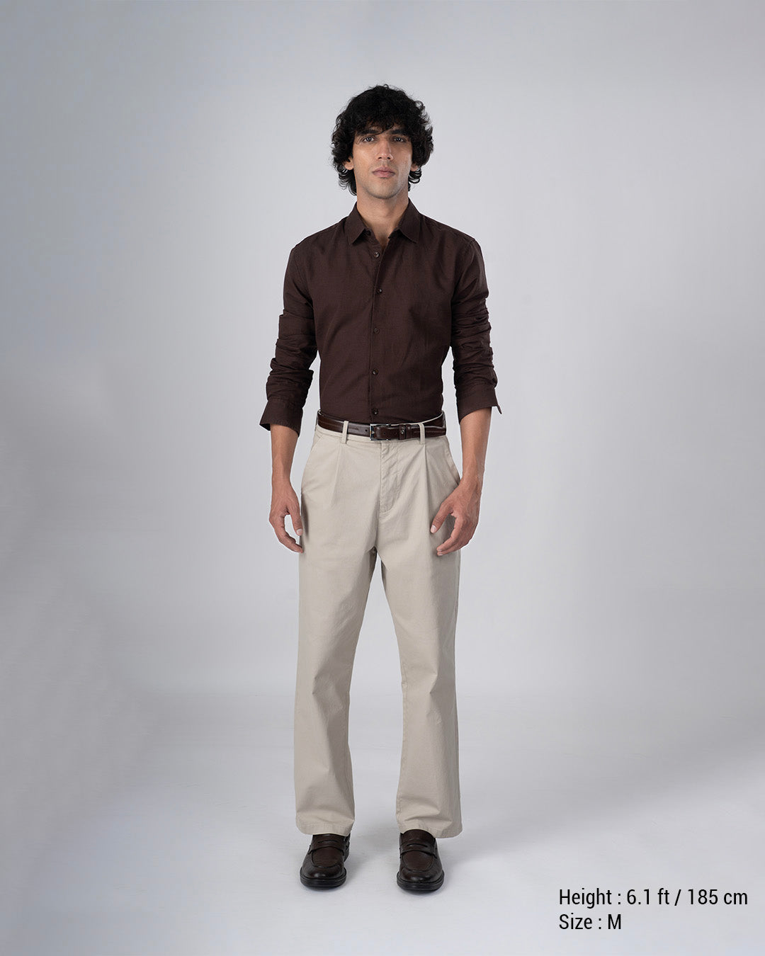 Classic Fused Linen Shirt In Brown